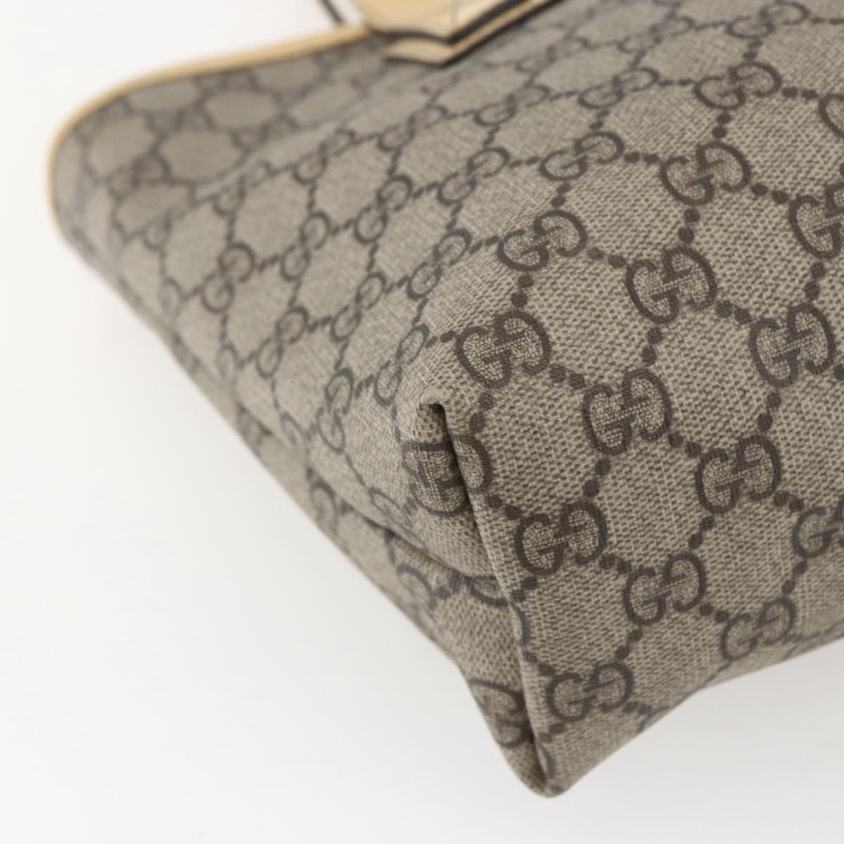 GUCCI GG Supreme Tote Bag PVC Beige Silver 2111 38 Auth yk19900