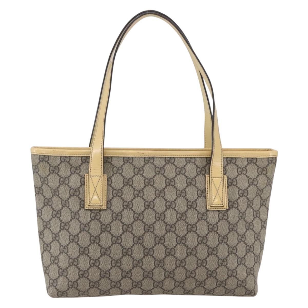 GUCCI GG Supreme Tote Bag PVC Beige Silver 2111 38 Auth yk19900