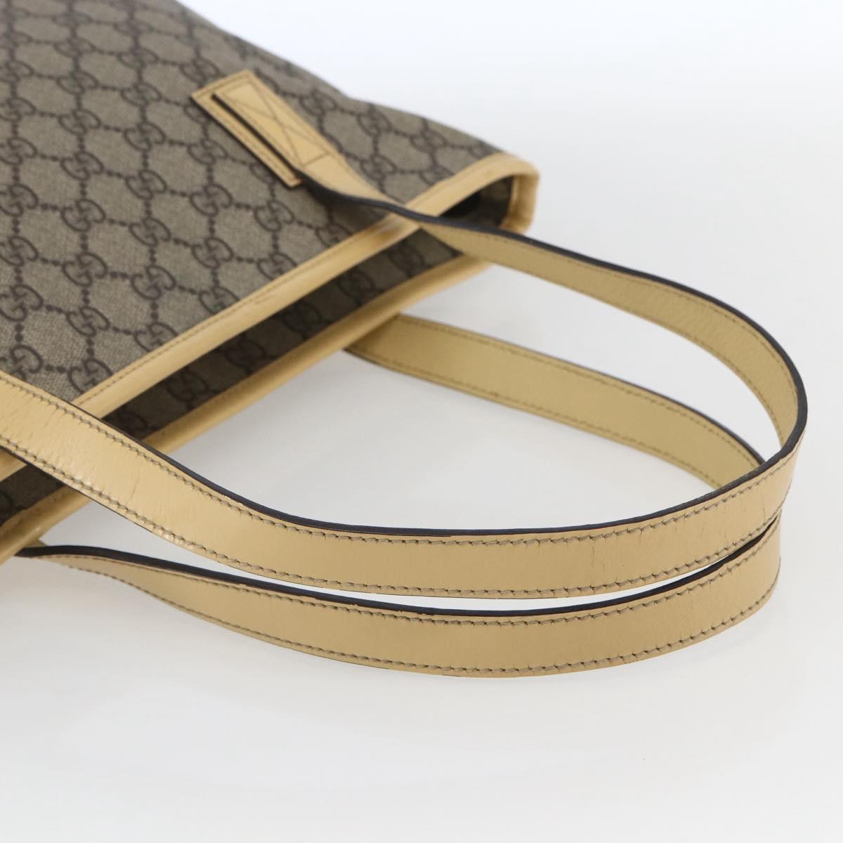 GUCCI GG Supreme Tote Bag PVC Beige Silver 2111 38 Auth yk19900