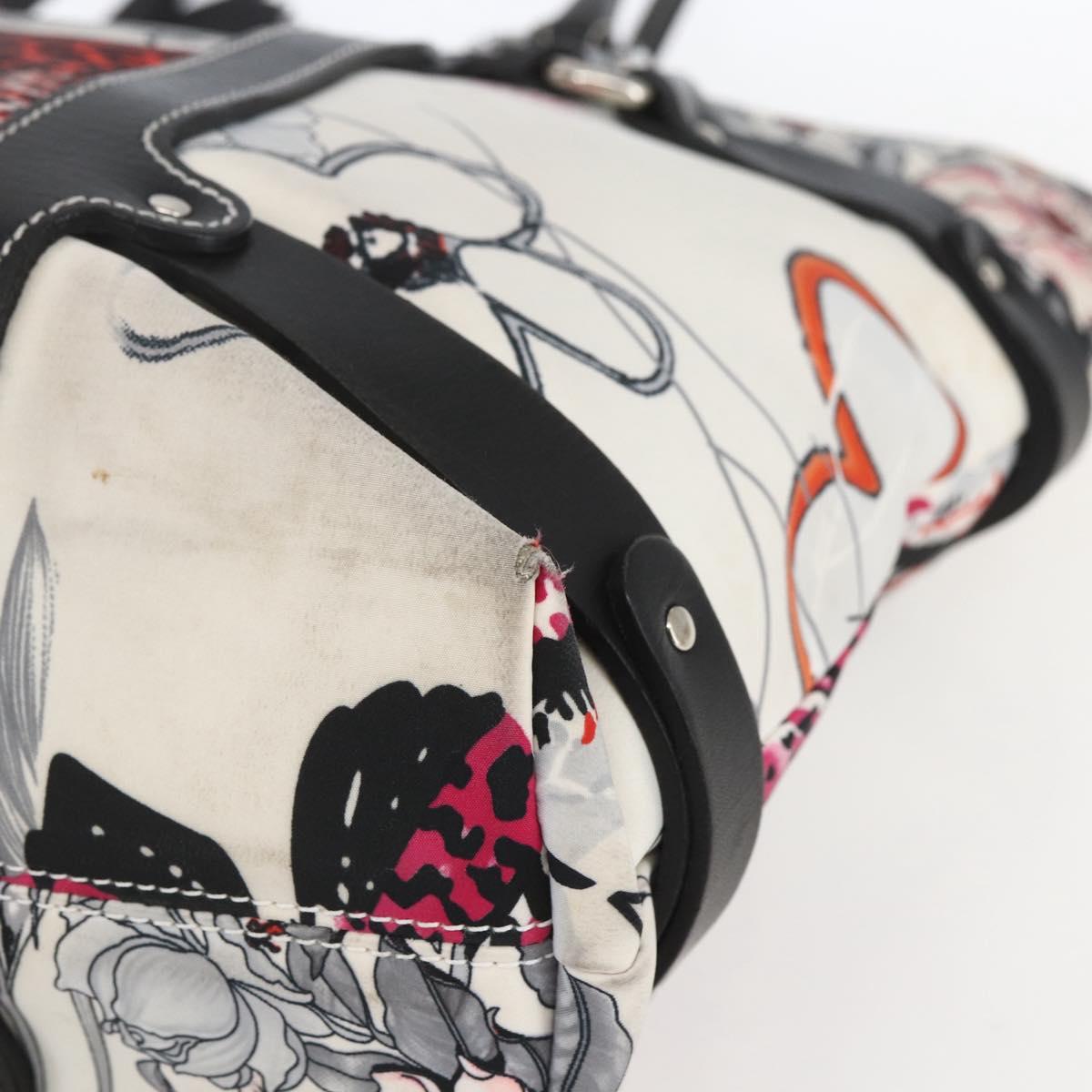 Salvatore Ferragamo Animal Pattern Tote Bag Nylon White Silver Auth yk19901