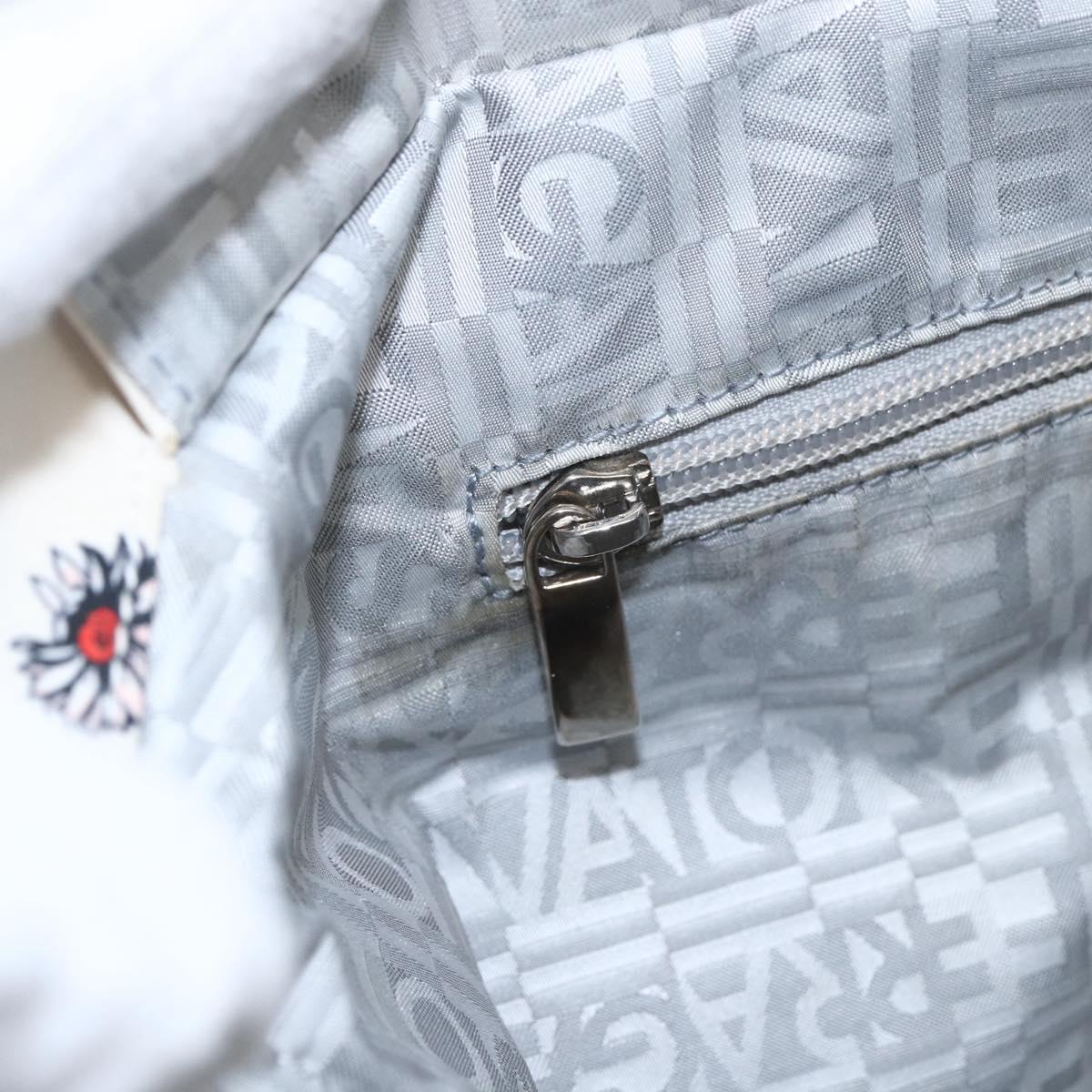 Salvatore Ferragamo Animal Pattern Tote Bag Nylon White Silver Auth yk19901