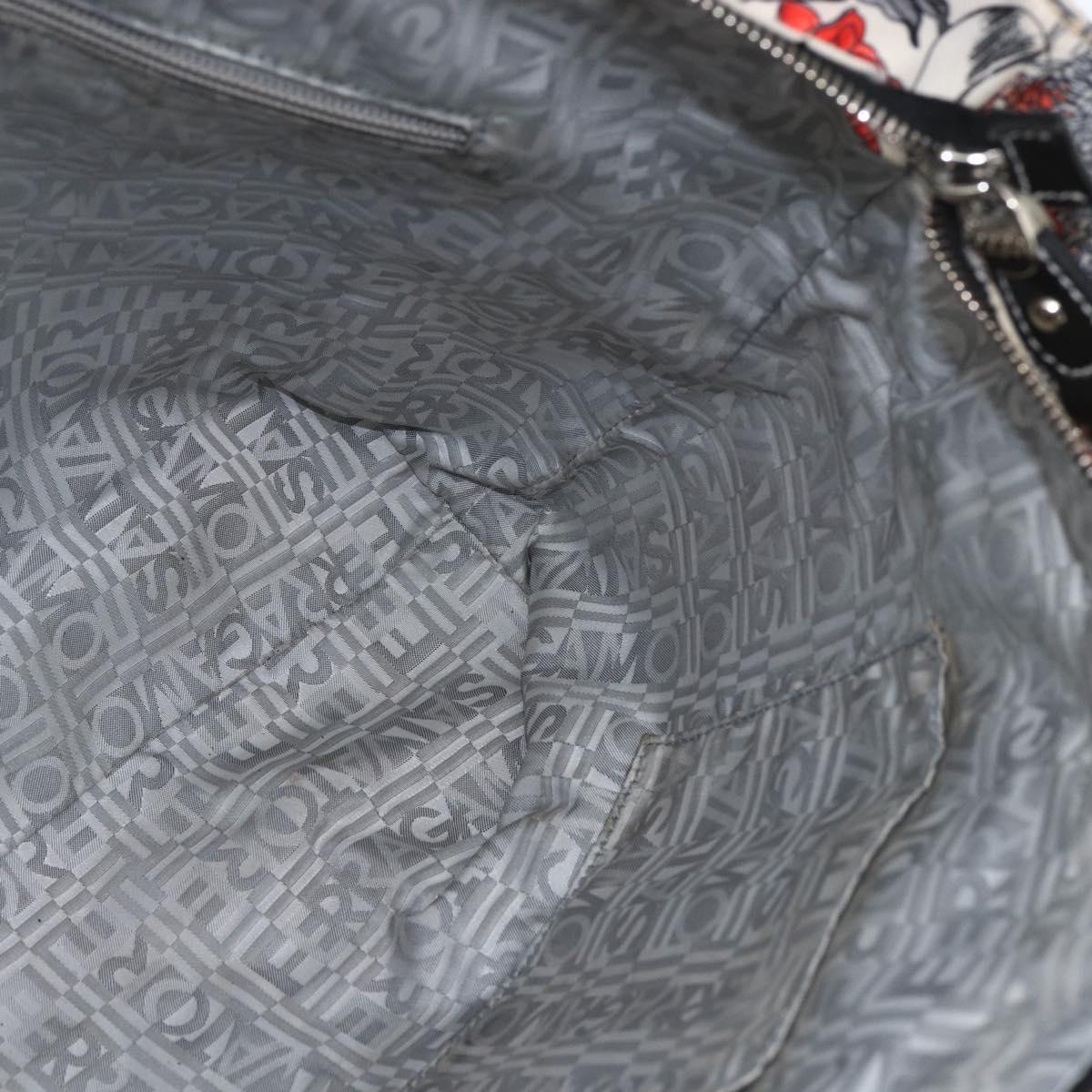 Salvatore Ferragamo Animal Pattern Tote Bag Nylon White Silver Auth yk19901