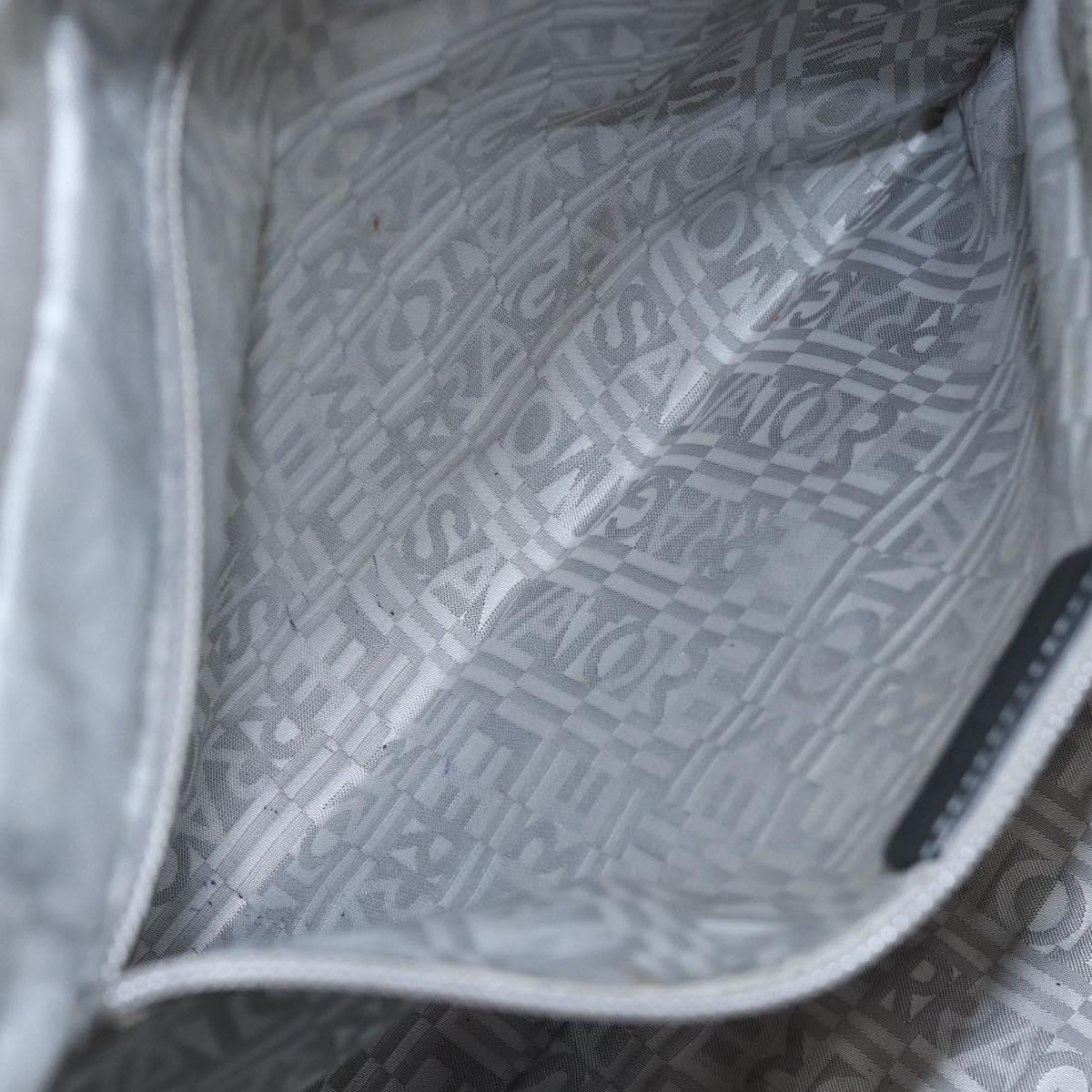 Salvatore Ferragamo Animal Pattern Tote Bag Nylon White Silver Auth yk19901