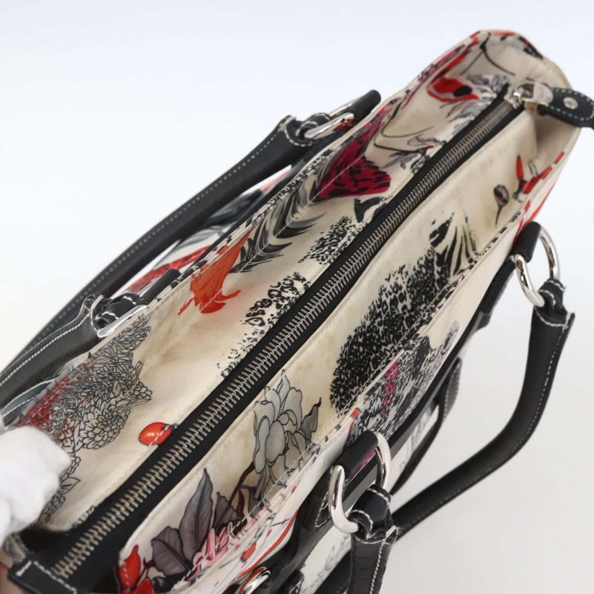 Salvatore Ferragamo Animal Pattern Tote Bag Nylon White Silver Auth yk19901