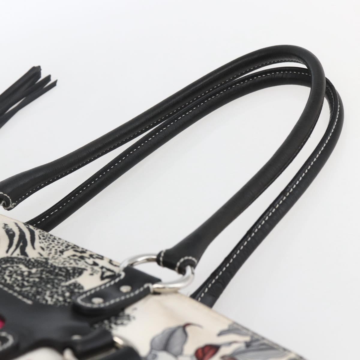 Salvatore Ferragamo Animal Pattern Tote Bag Nylon White Silver Auth yk19901