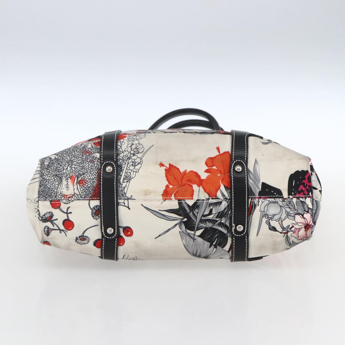 Salvatore Ferragamo Animal Pattern Tote Bag Nylon White Silver Auth yk19901