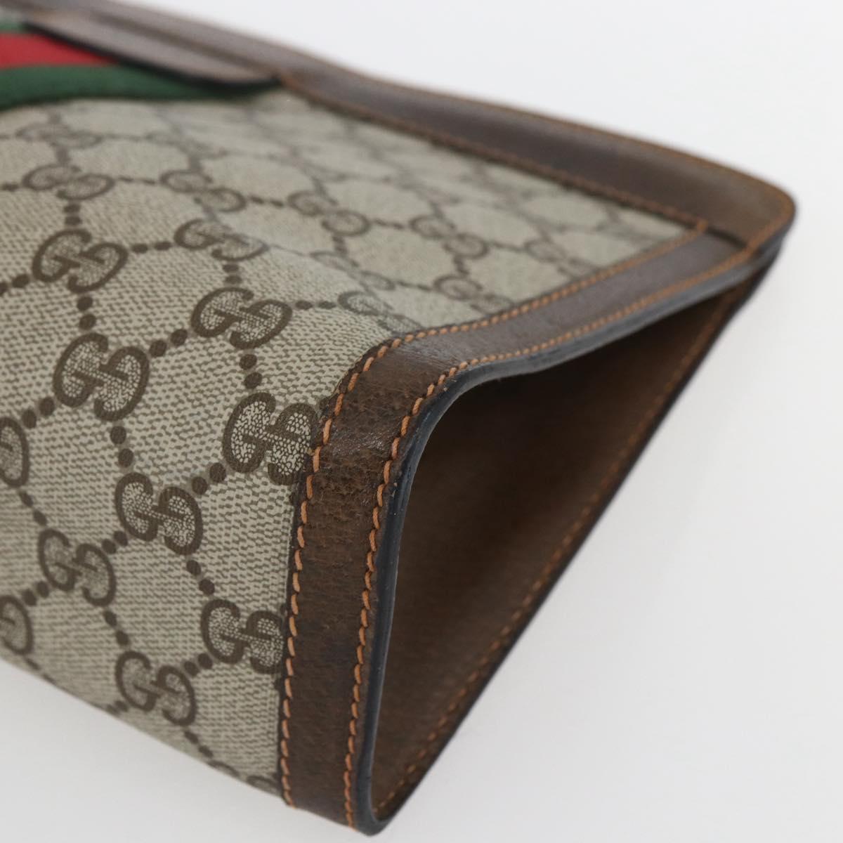 GUCCI GG Supreme Web Sherry Line Clutch Bag PVC Beige Red 89 01 002 Auth yk19915
