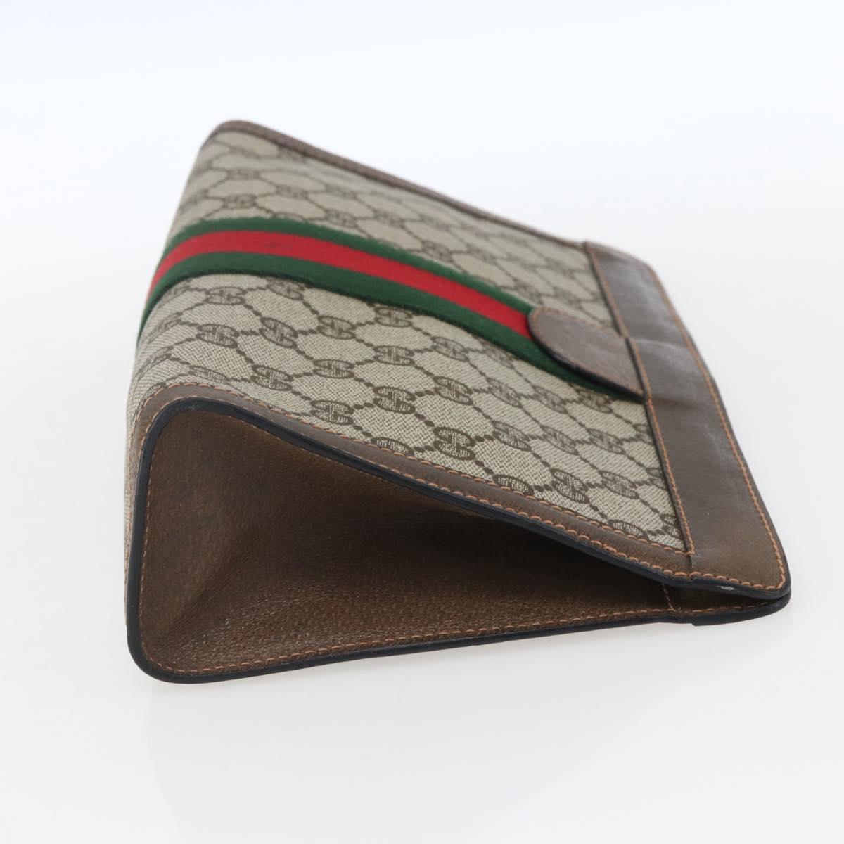GUCCI GG Supreme Web Sherry Line Clutch Bag PVC Beige Red 89 01 002 Auth yk19915