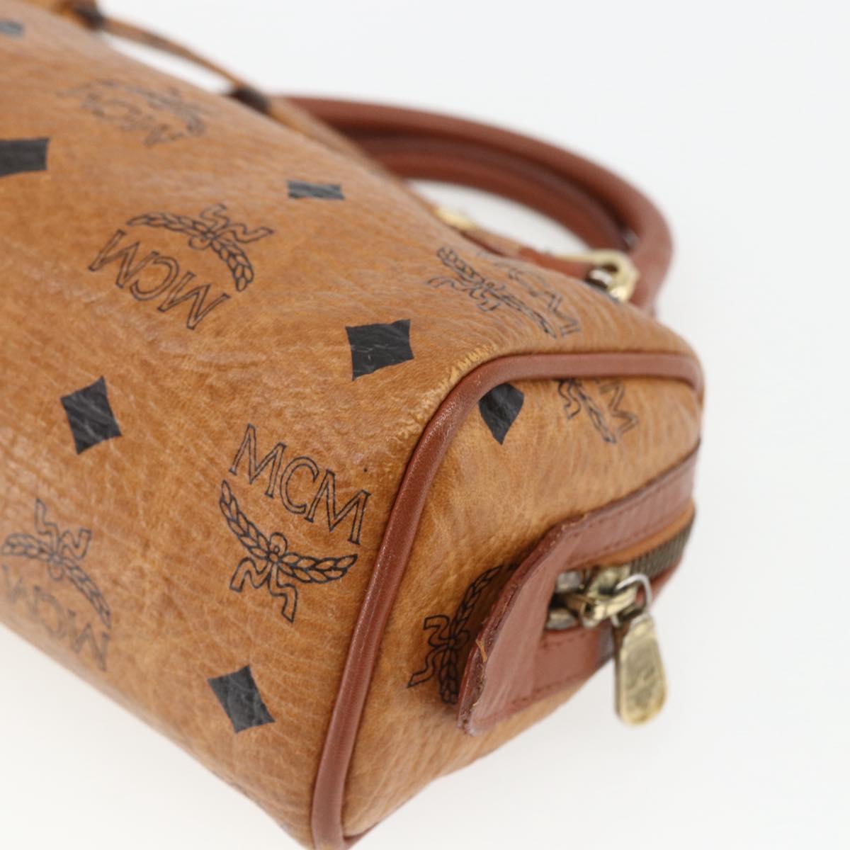 MCM Vicetos Logogram Mini Bag PVC Leather 2way Dark Brown Gold Auth yk19916