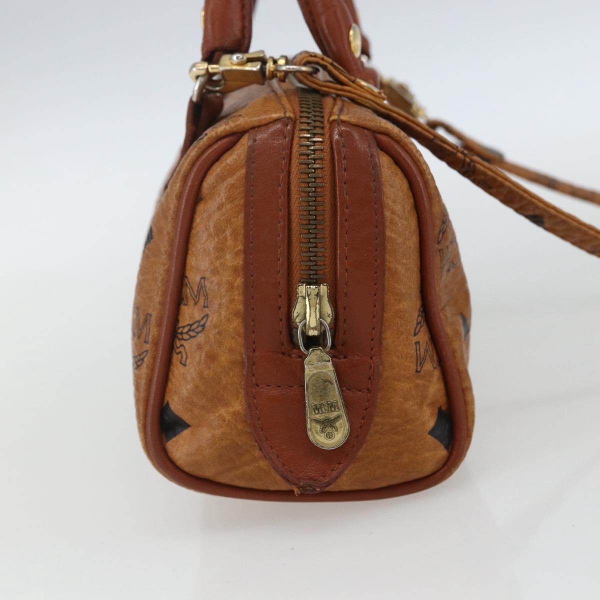 MCM Vicetos Logogram Mini Bag PVC Leather 2way Dark Brown Gold Auth yk19916