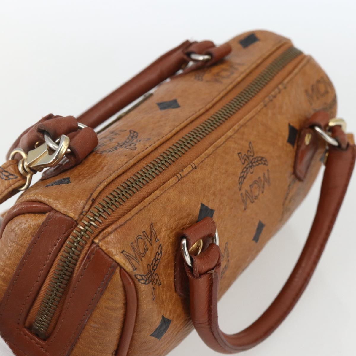 MCM Vicetos Logogram Mini Bag PVC Leather 2way Dark Brown Gold Auth yk19916