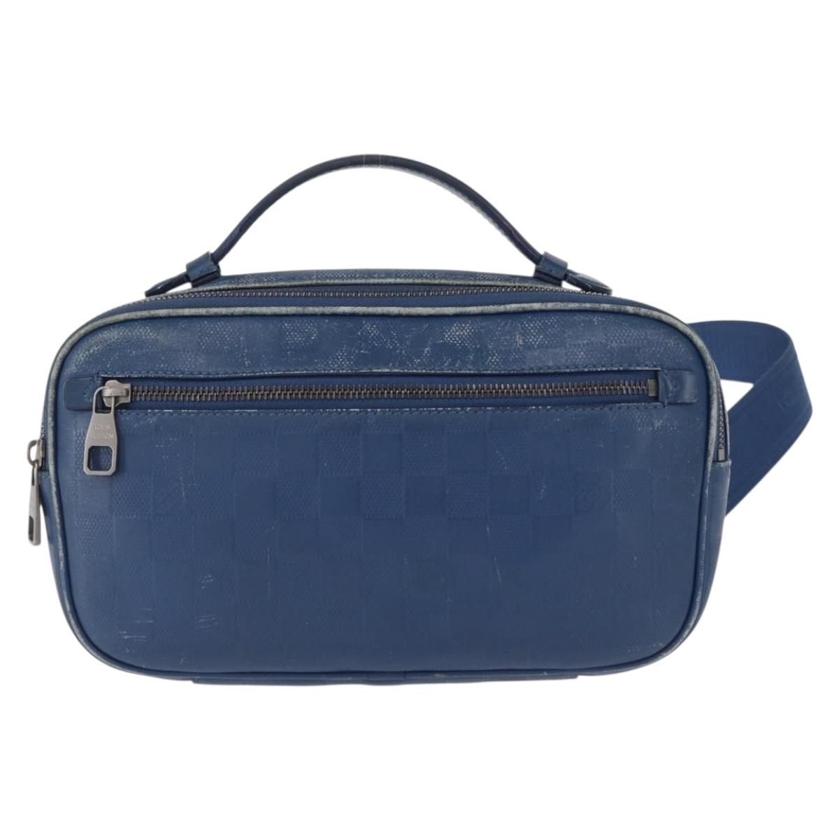 LOUIS VUITTON Damier Infini Ambreil Bag Leather Blue N41354 LV Auth yk19931