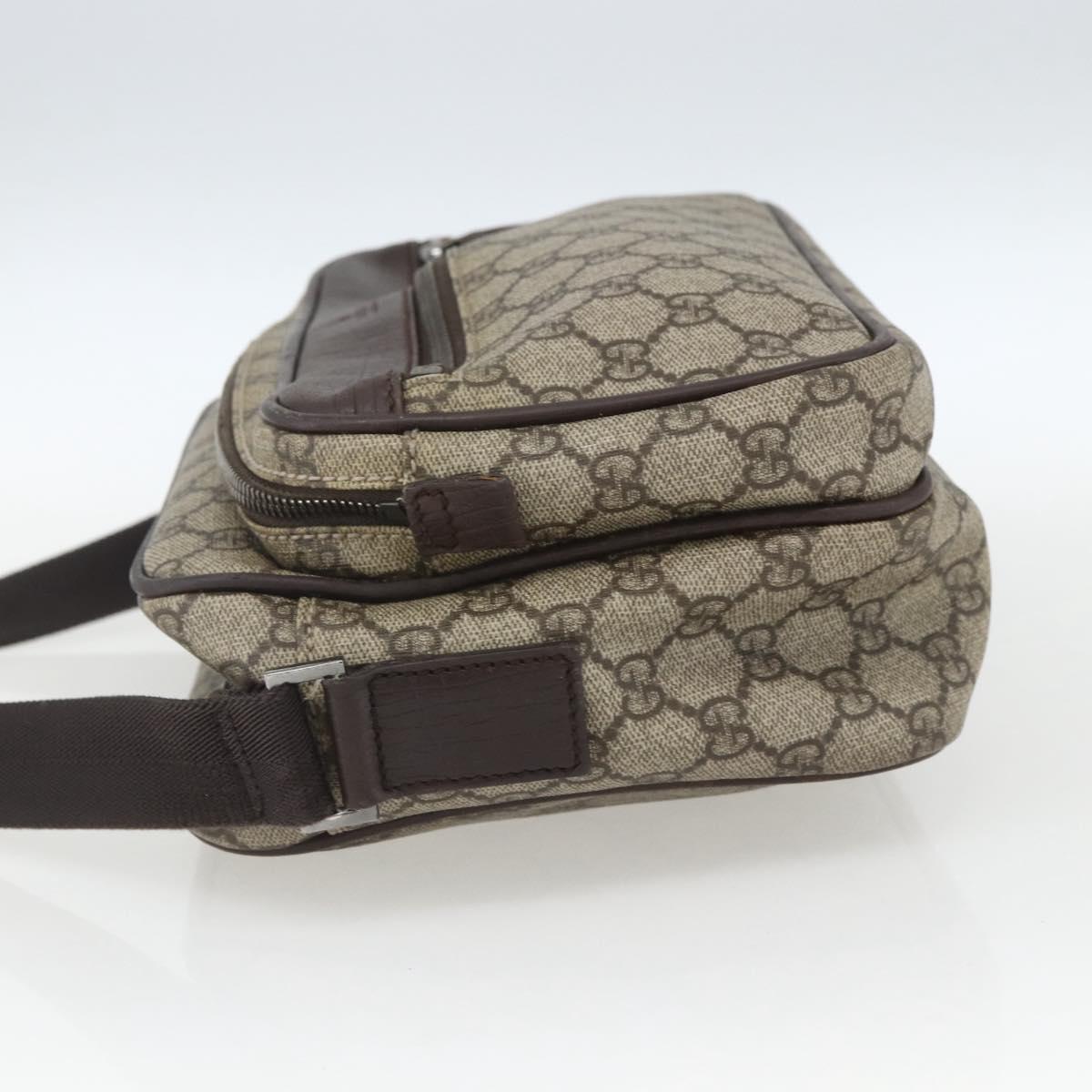GUCCI GG Supreme Shoulder Bag PVC Leather Beige Silver 114531 Auth yk19932