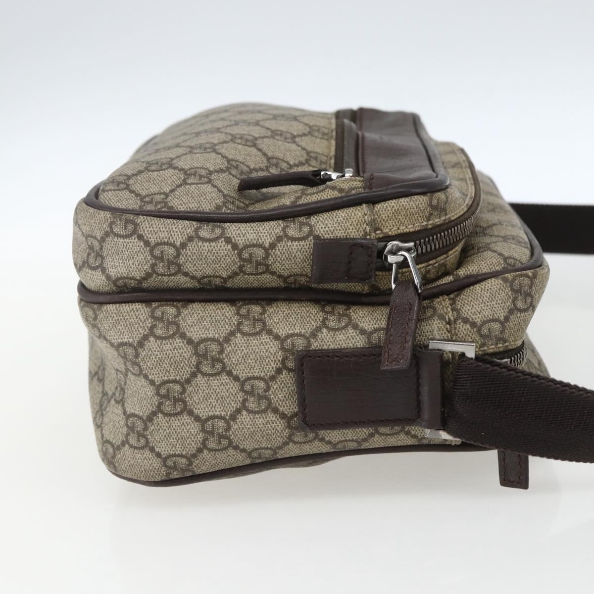 GUCCI GG Supreme Shoulder Bag PVC Leather Beige Silver 114531 Auth yk19932