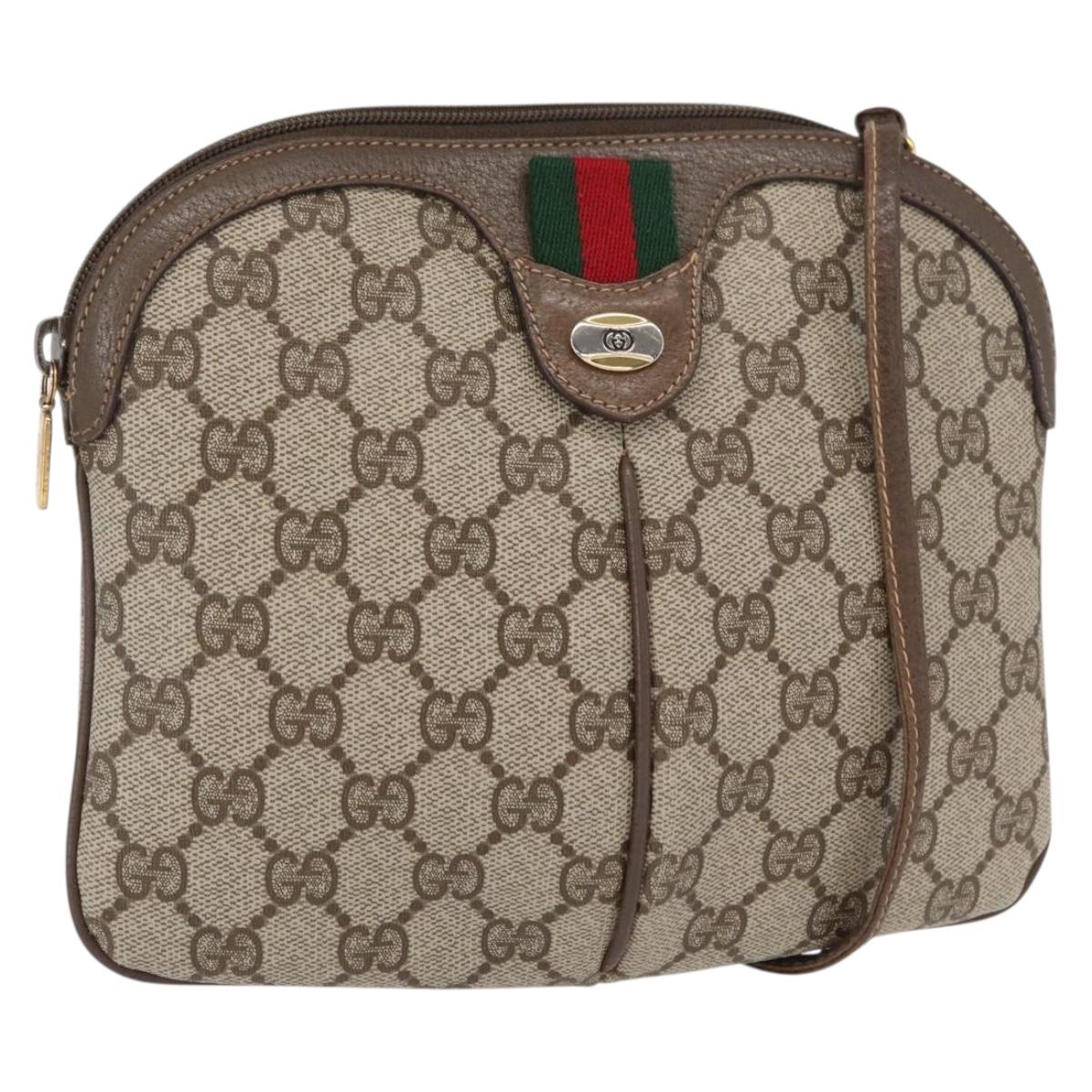 GUCCI GG Supreme Web Sherry Line Bag PVC Beige Gold 904 02 047 Auth yk19952