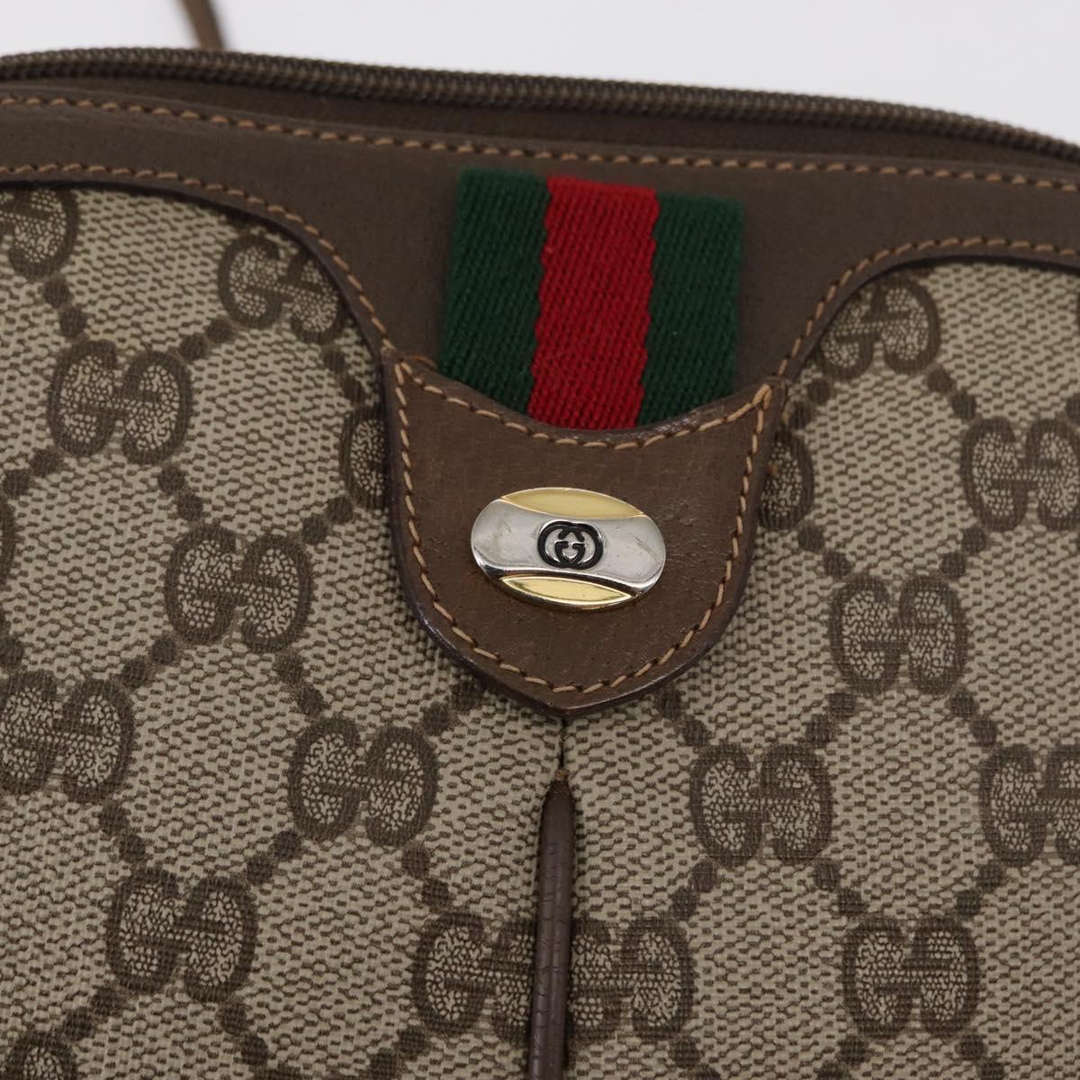 GUCCI GG Supreme Web Sherry Line Bag PVC Beige Gold 904 02 047 Auth yk19952