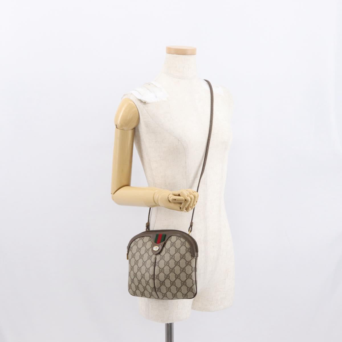 GUCCI GG Supreme Web Sherry Line Bag PVC Beige Gold 904 02 047 Auth yk19952