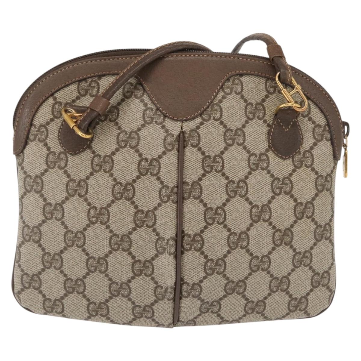 GUCCI GG Supreme Web Sherry Line Bag PVC Beige Gold 904 02 047 Auth yk19952