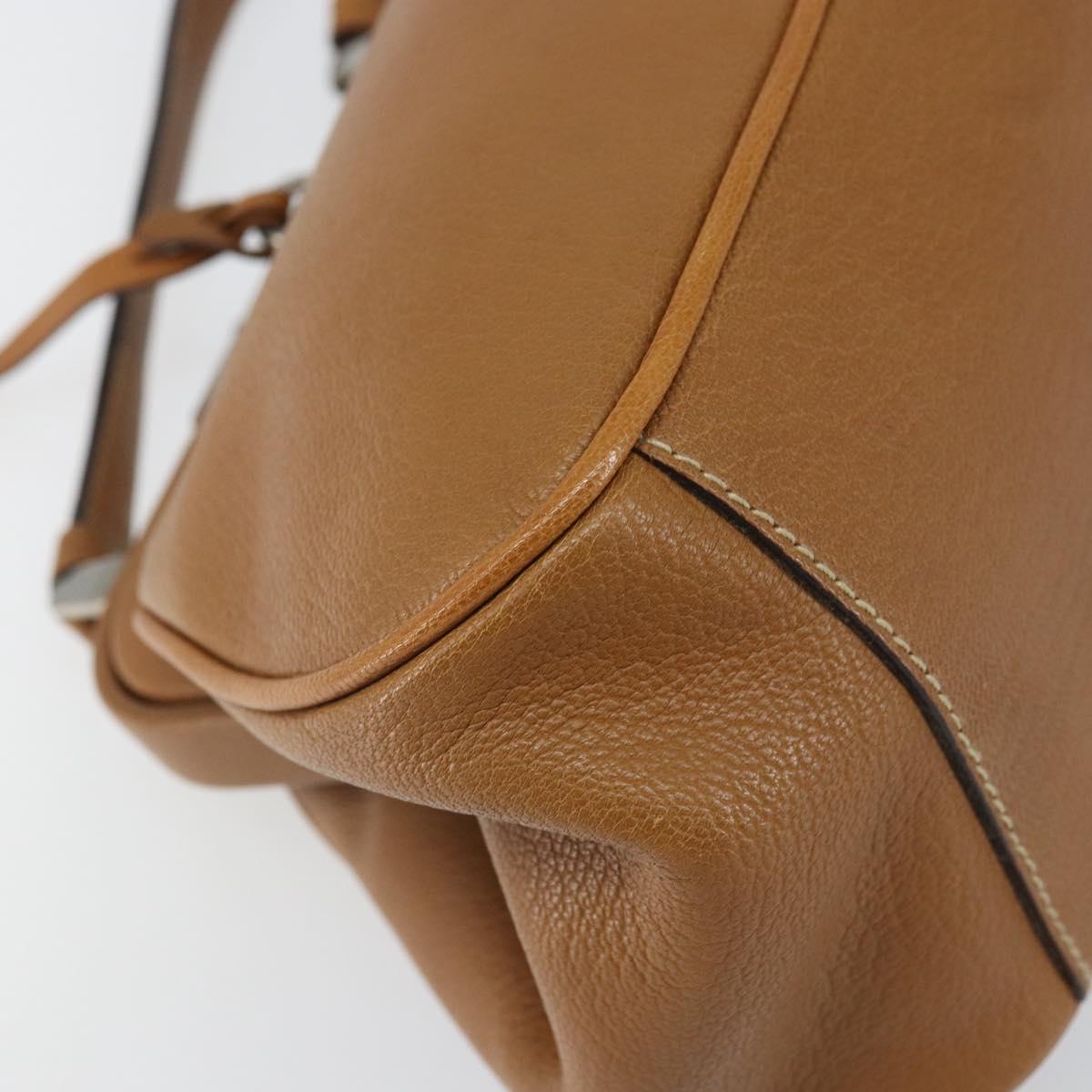 PRADA Hand Bag Leather Brown Silver Auth yk19954