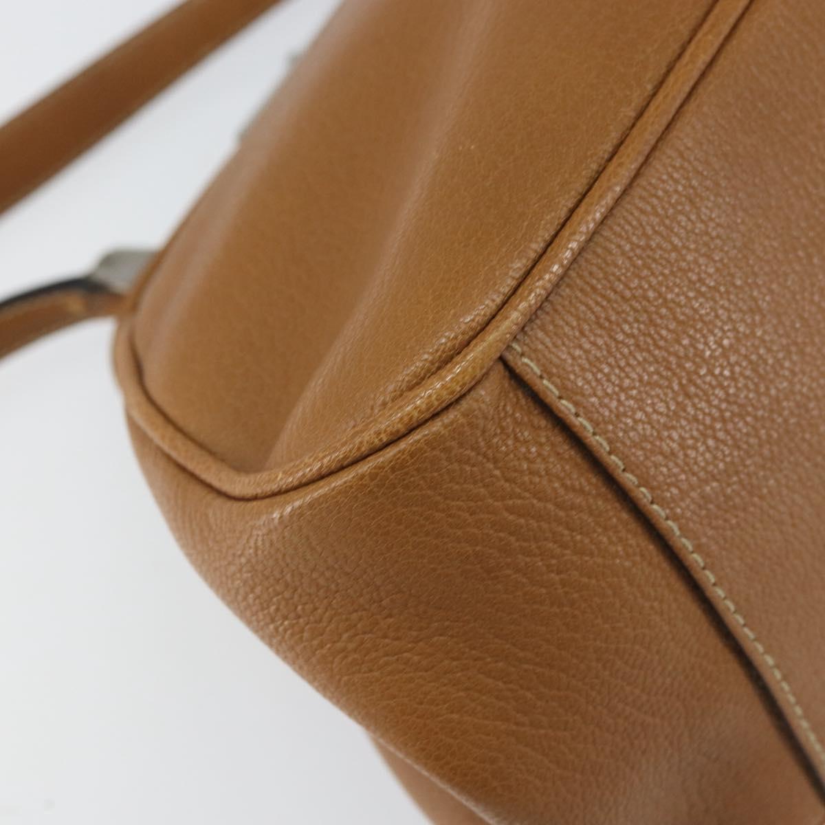 PRADA Hand Bag Leather Brown Silver Auth yk19954