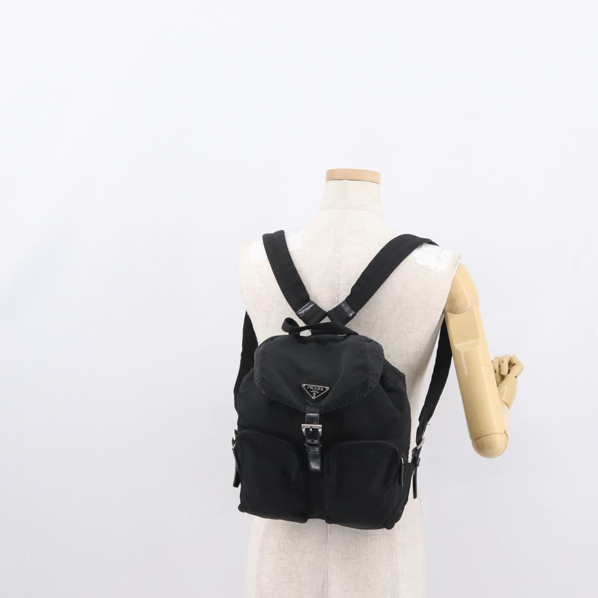 PRADA Backpack Nylon Black Silver Auth yk19964
