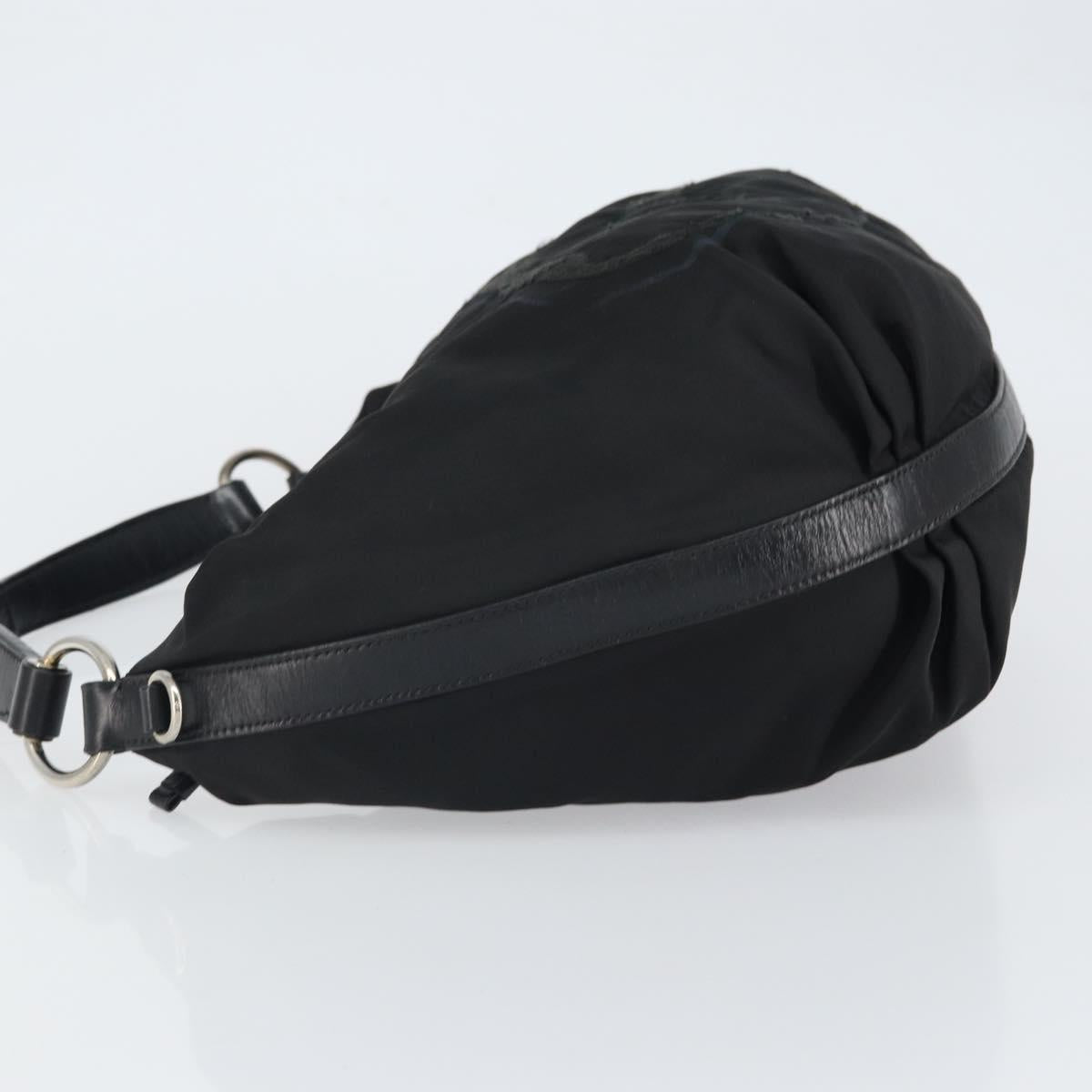 PRADA Shoulder Bag Nylon Black Silver Auth yk19971