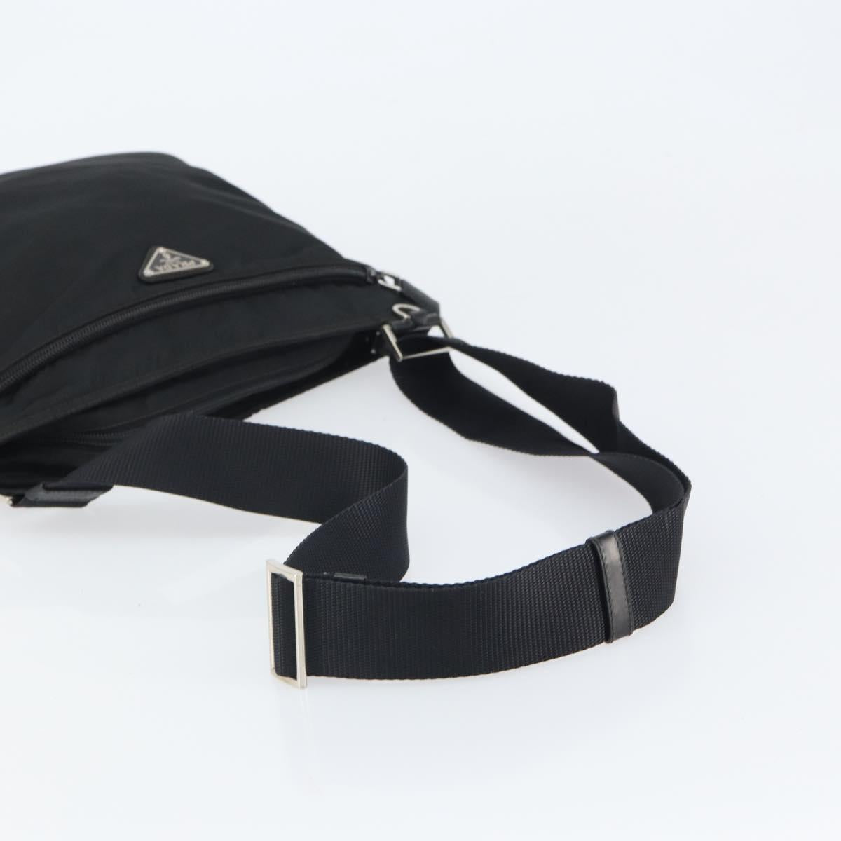 PRADA Shoulder Bag Nylon Black Silver Auth yk19974