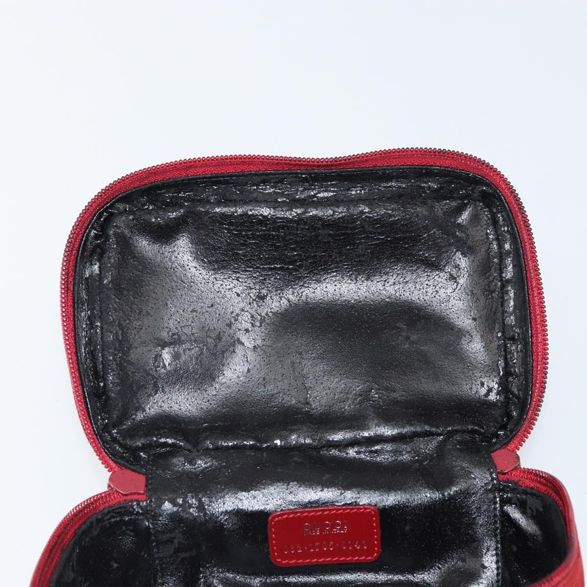 GUCCI Horsebit Vanity Bag Hand Bag Suede Red Gold 032 1705 0141 Auth yk19984