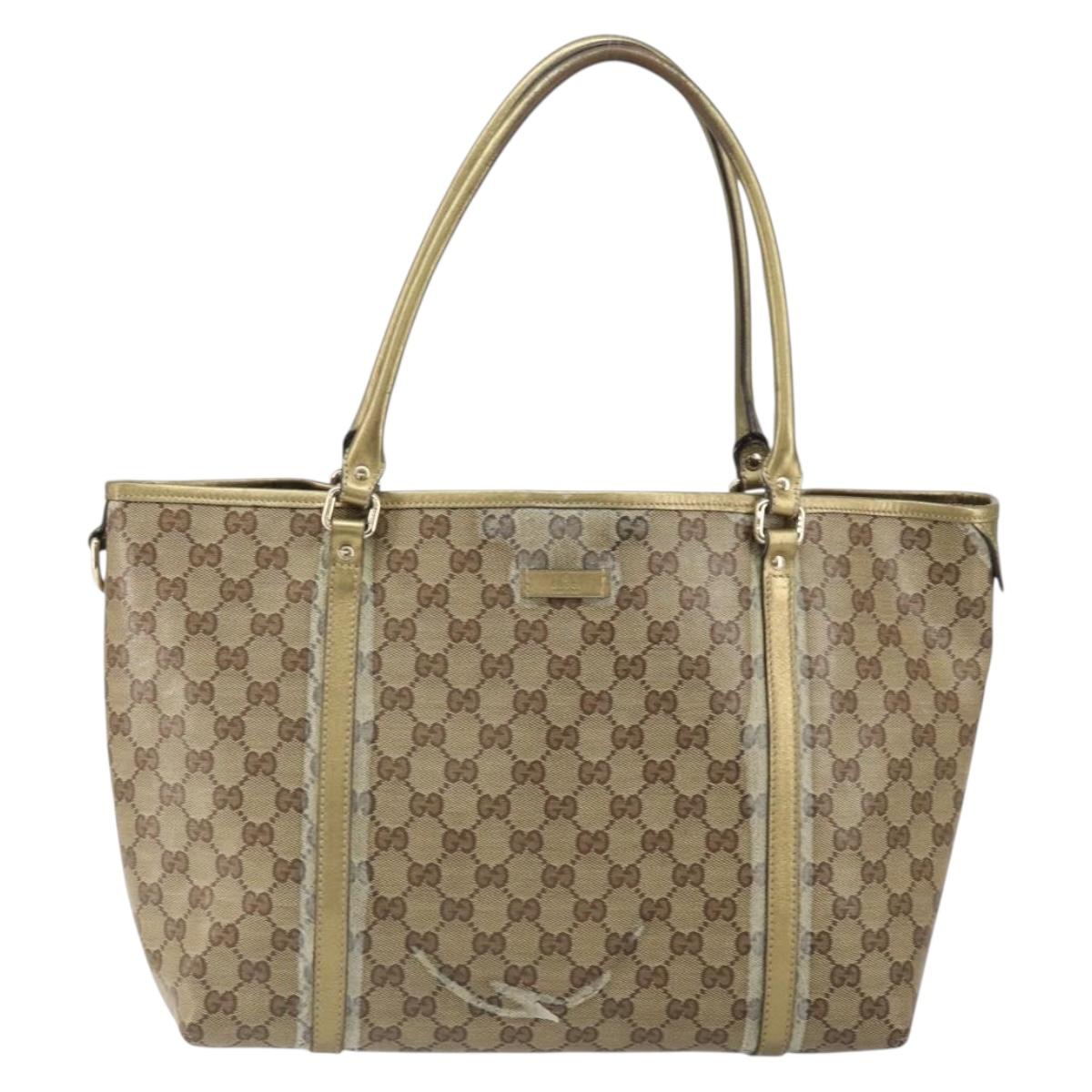 GUCCI GG Crystal Tote Bag Coated Canvas Beige Gold 197953 Auth yk19987