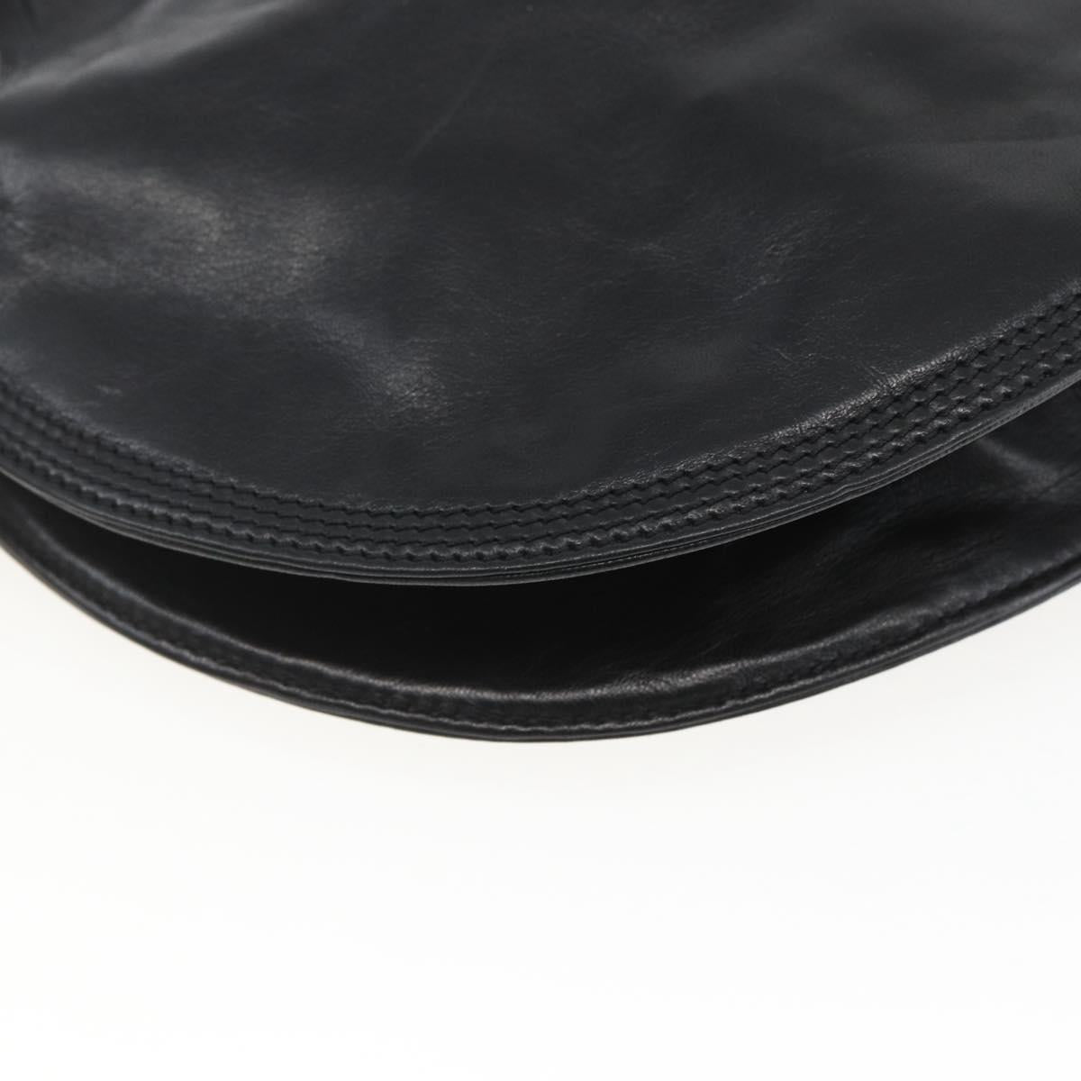 LOEWE Anagram Shoulder Bag Leather Black Gold Auth yk19995