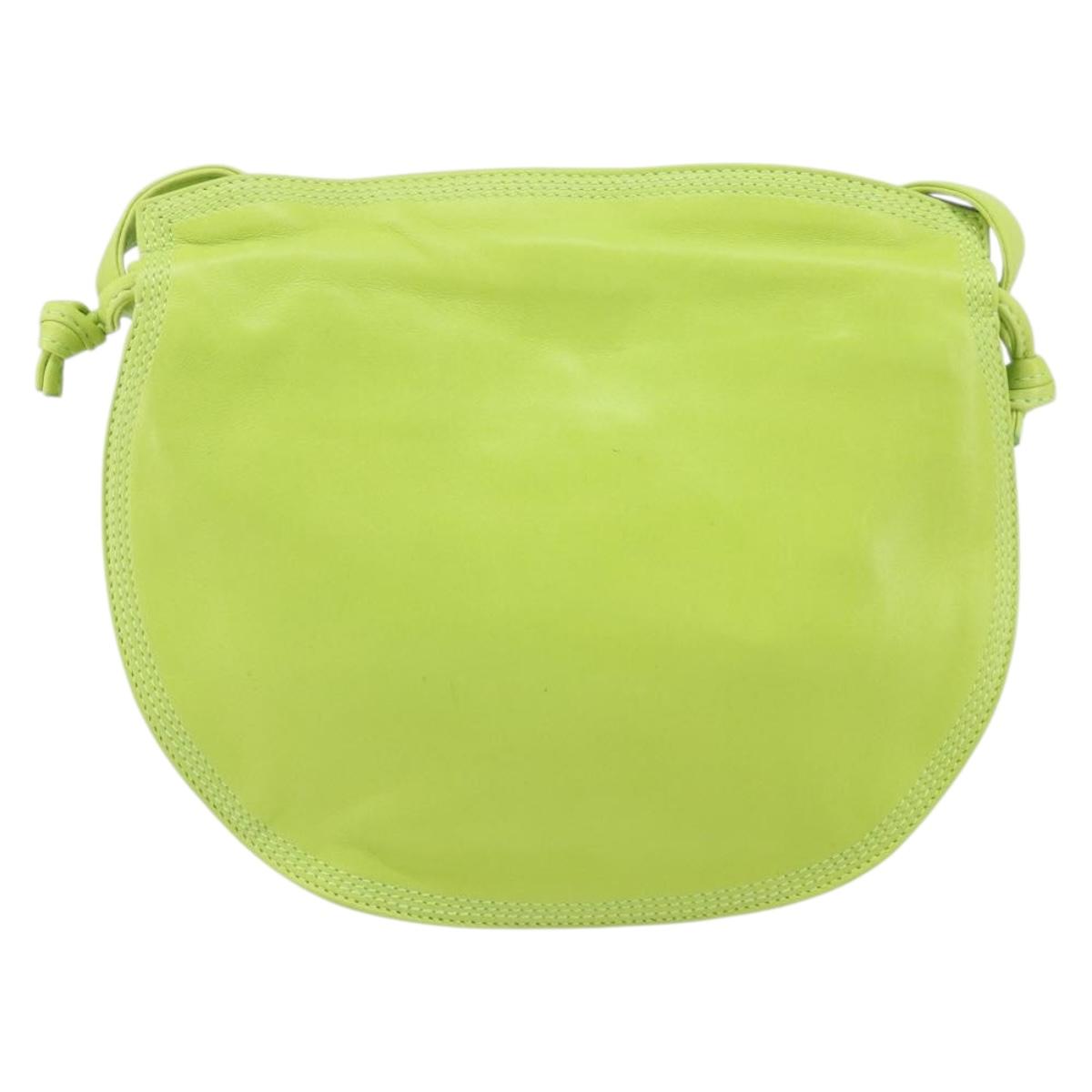 LOEWE Anagram Shoulder Bag Leather Green Gold Auth yk19996