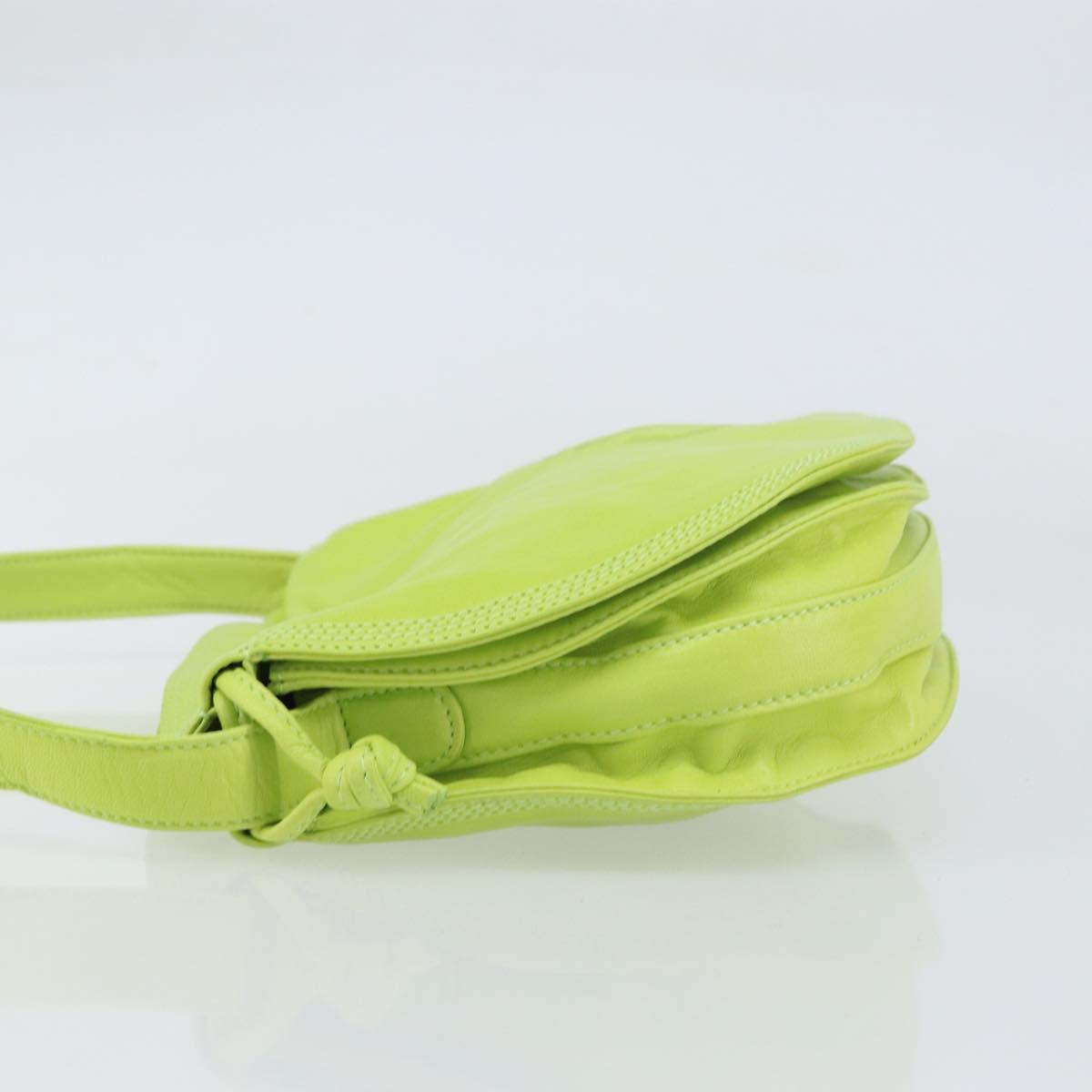 LOEWE Anagram Shoulder Bag Leather Green Gold Auth yk19996