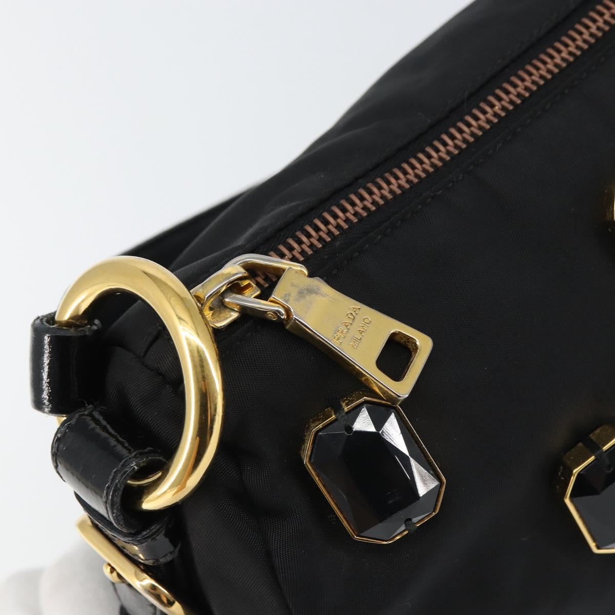 PRADA Bijoux Shoulder Bag Nylon Black Gold Auth yk19999V