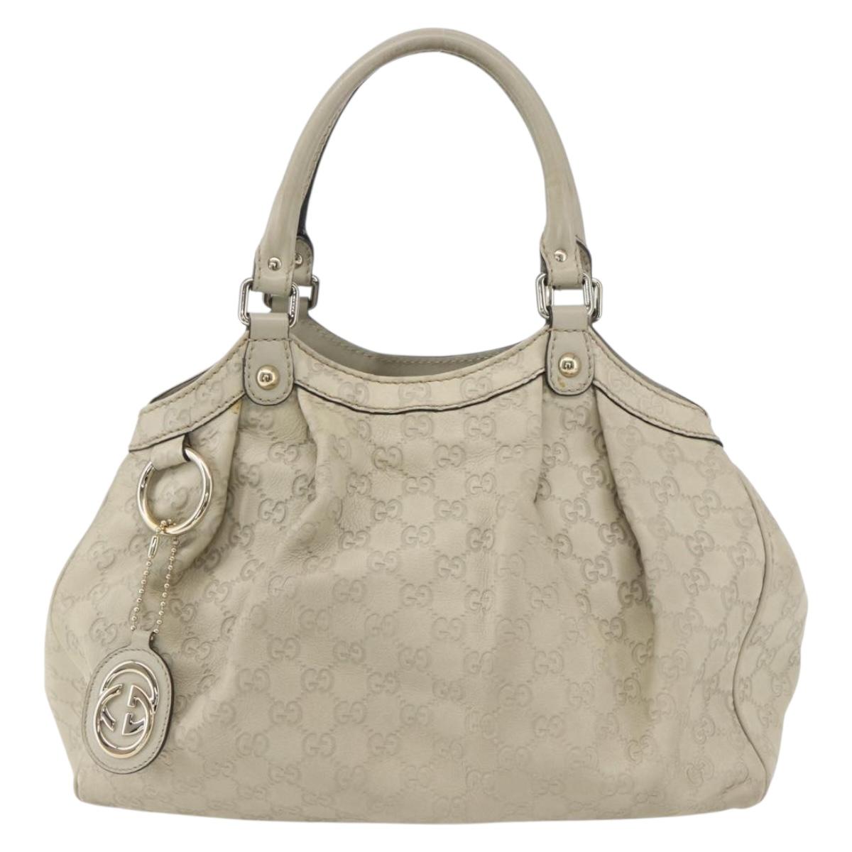 GUCCI Guccissima GG Canvas Sukey Hand Bag Leather White Gold 211944 Auth yk20007