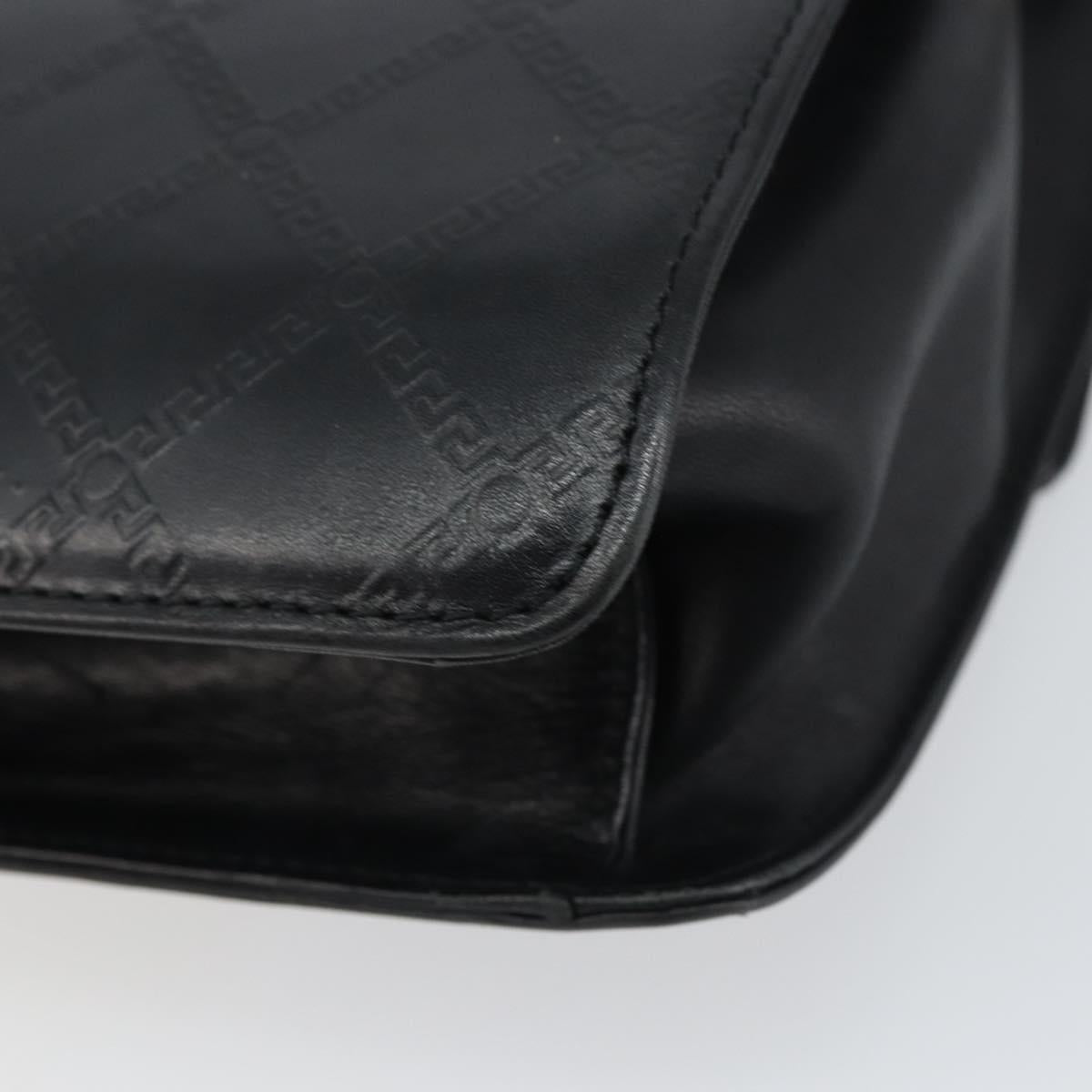 VERSACE Hand Bag Leather Black Gold Auth yk20008