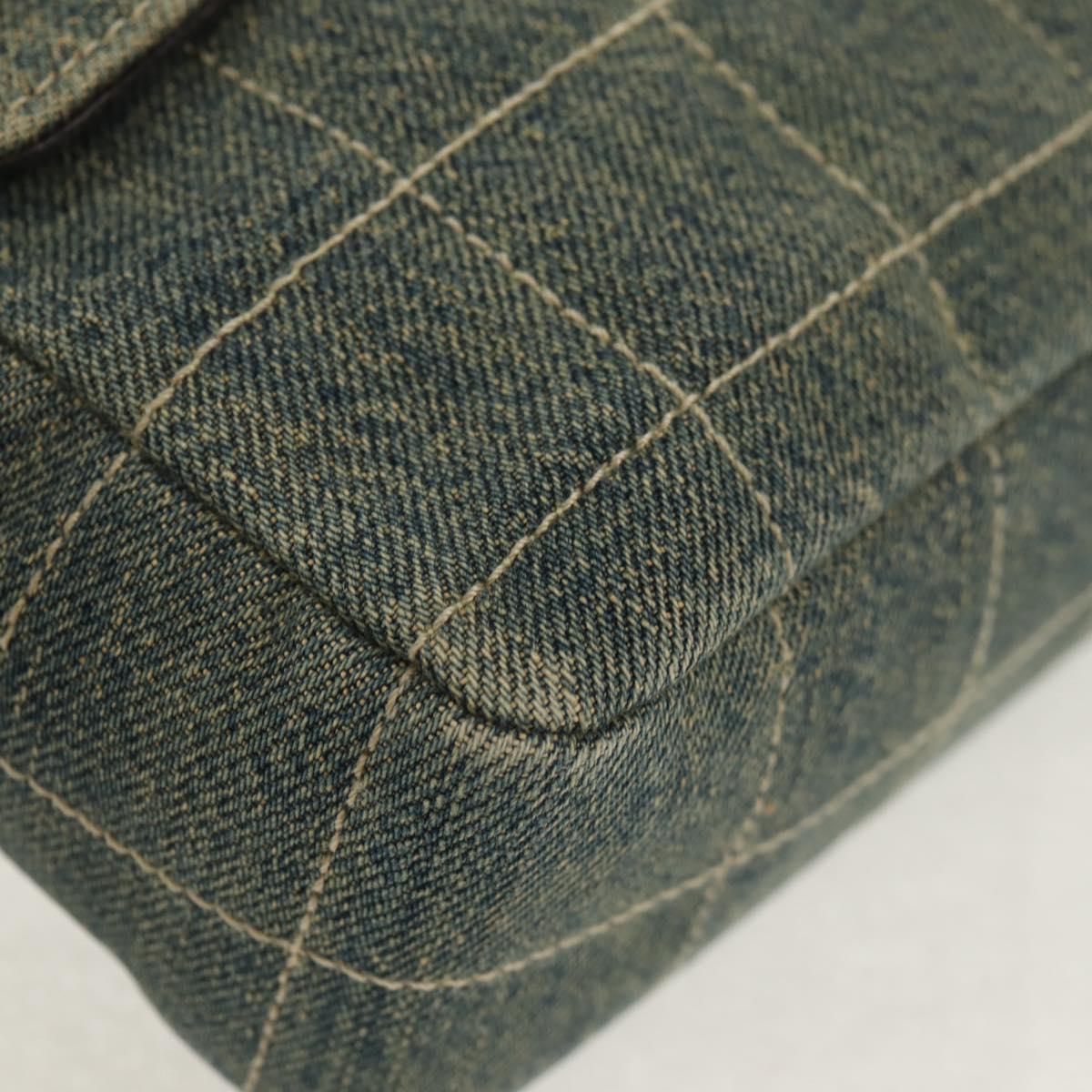 CHANEL Choco Bar Chain Shoulder Bag Denim Blue CC Auth yk20012V