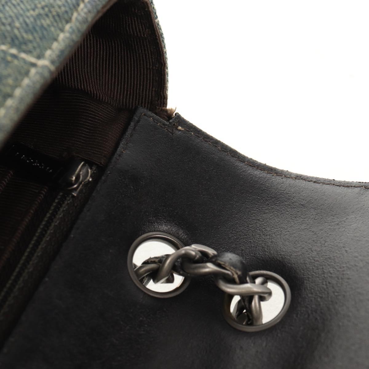 CHANEL Choco Bar Chain Shoulder Bag Denim Blue CC Auth yk20012V