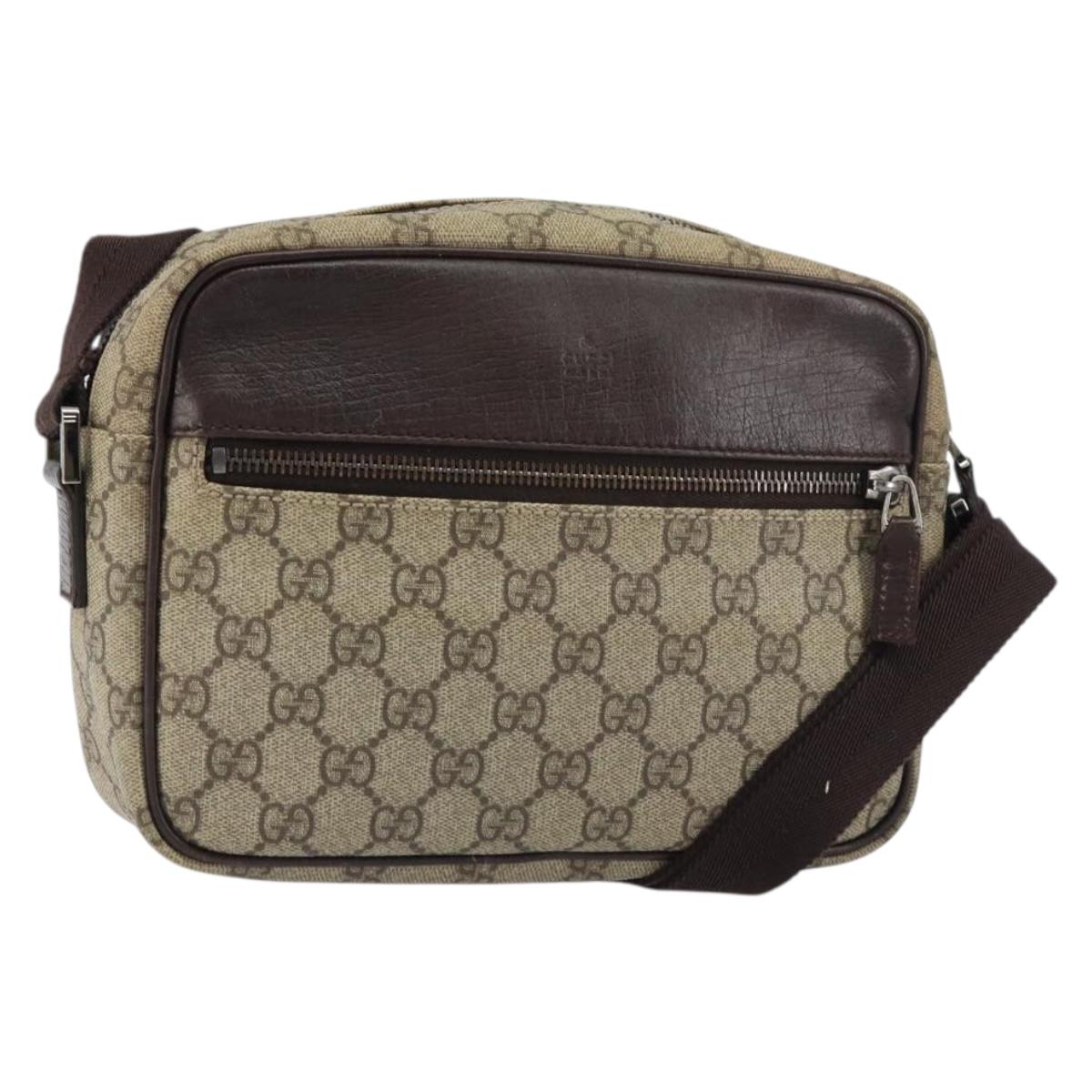 GUCCI GG Supreme Shoulder Bag PVC Beige Silver 114291 Auth yk20015