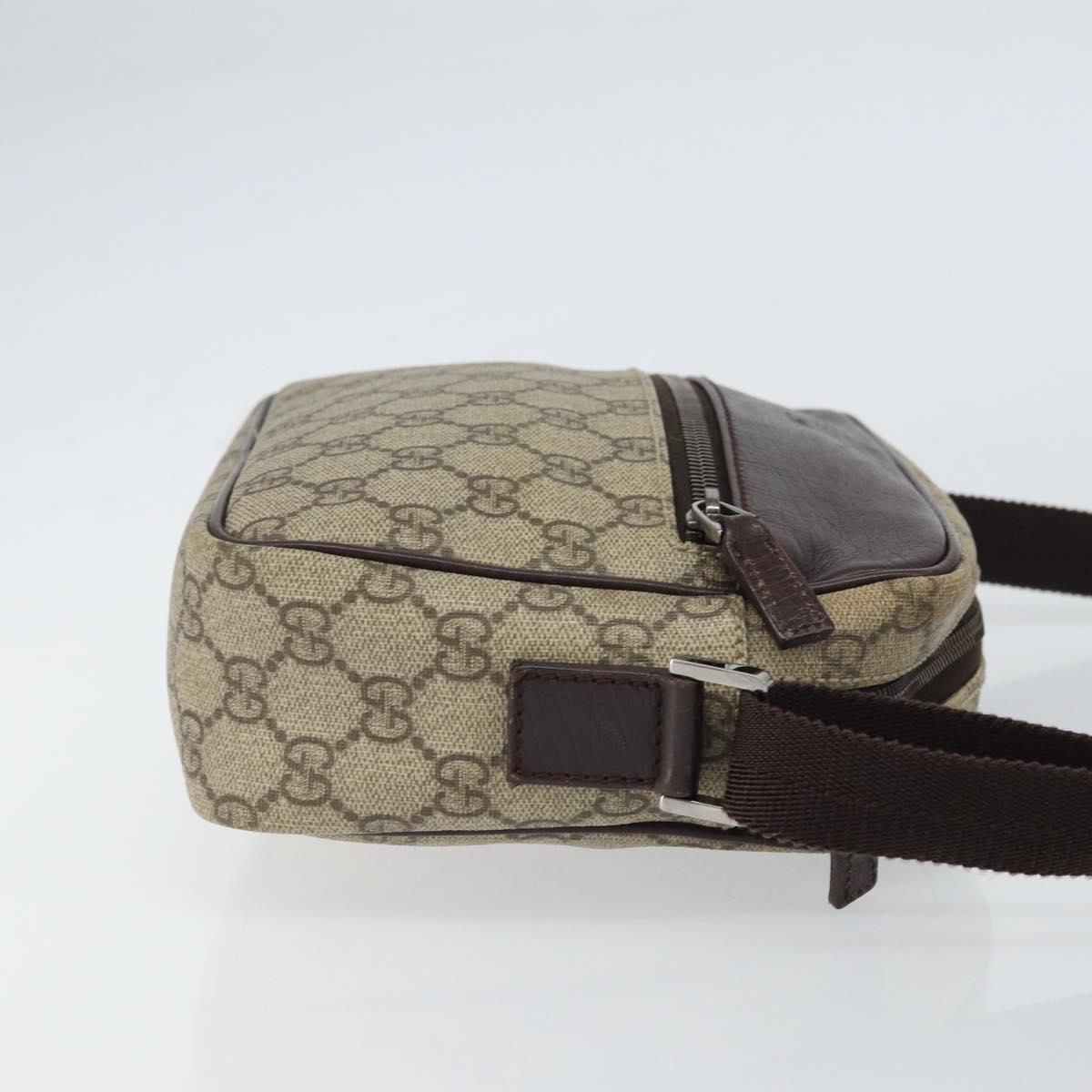 GUCCI GG Supreme Shoulder Bag PVC Beige Silver 114291 Auth yk20015