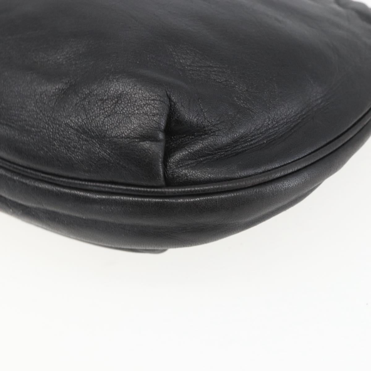 LOEWE Anagram Shoulder Bag Leather Black Gold Auth yk20023