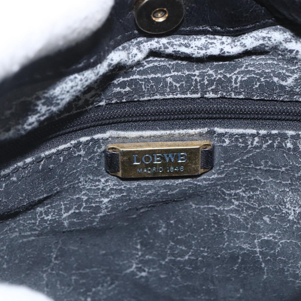 LOEWE Anagram Shoulder Bag Leather Black Gold Auth yk20023