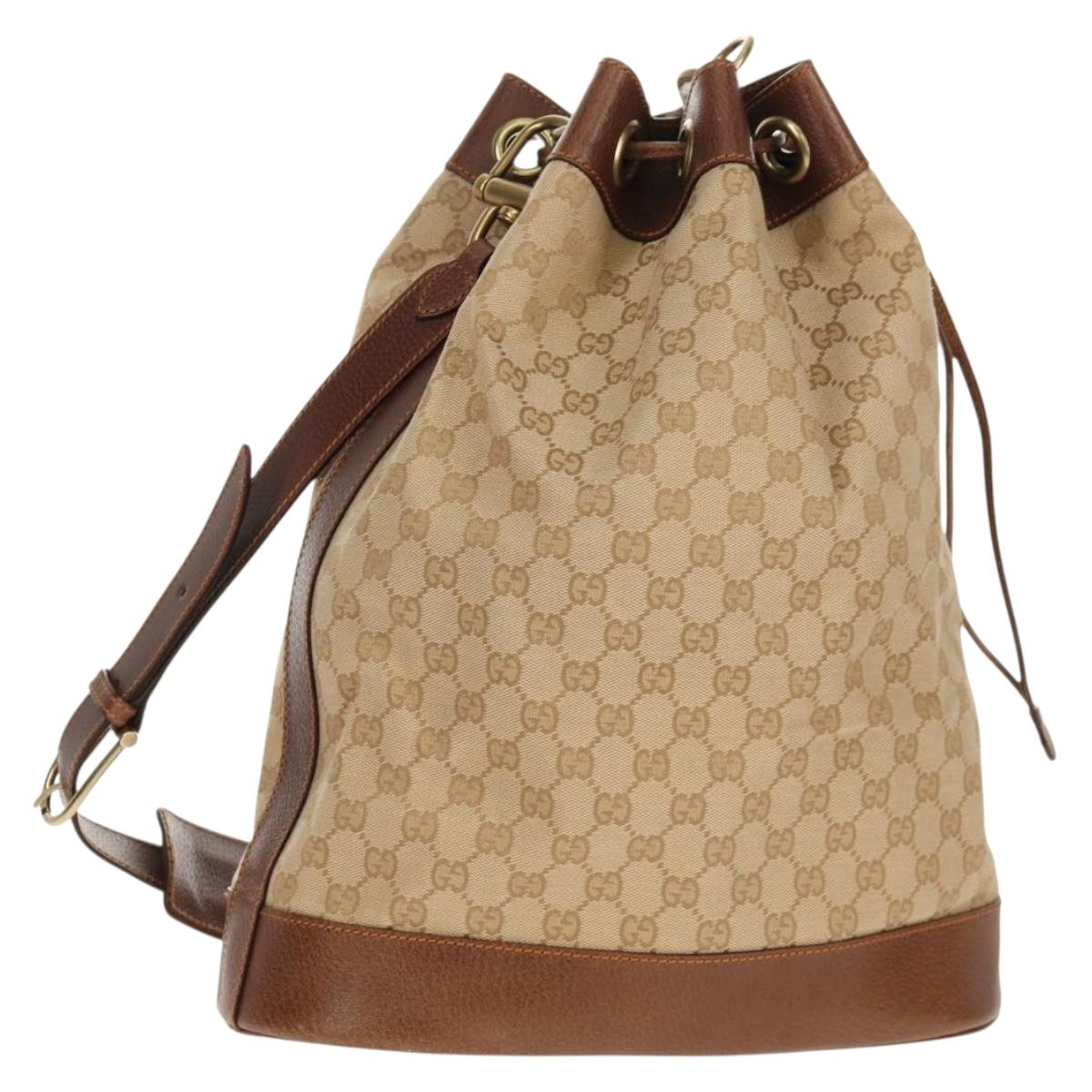 GUCCI GG Canvas Shoulder Bag Beige Gold Auth yk20026A