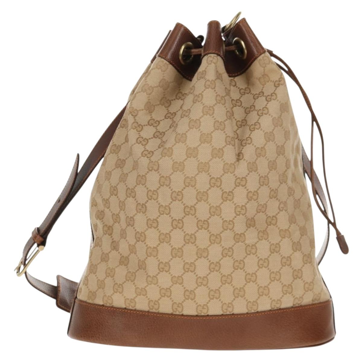 GUCCI GG Canvas Shoulder Bag Beige Gold Auth yk20026A