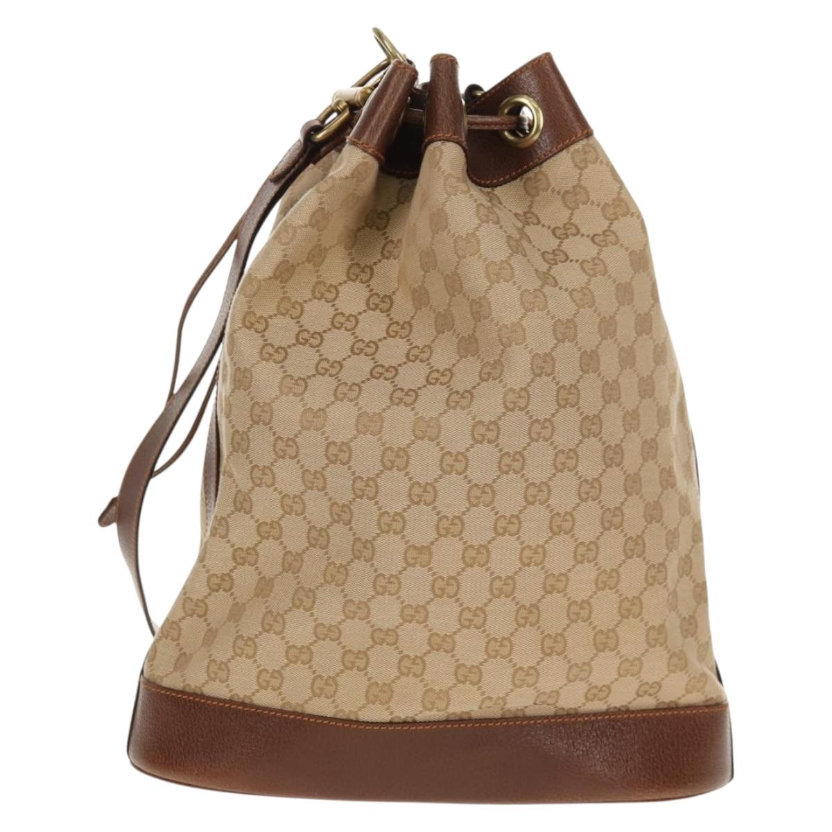 GUCCI GG Canvas Shoulder Bag Beige Gold Auth yk20026A