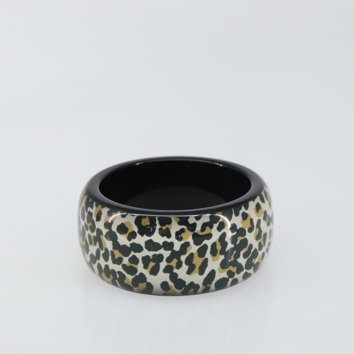 Christian Dior Leopard Pattern Bracelet plastic Black Gold Auth yk20027
