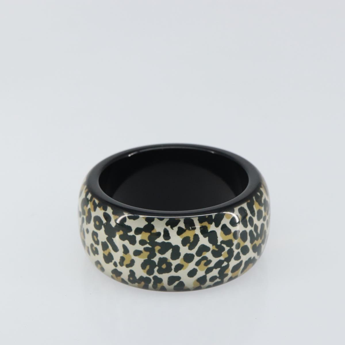 Christian Dior Leopard Pattern Bracelet plastic Black Gold Auth yk20027