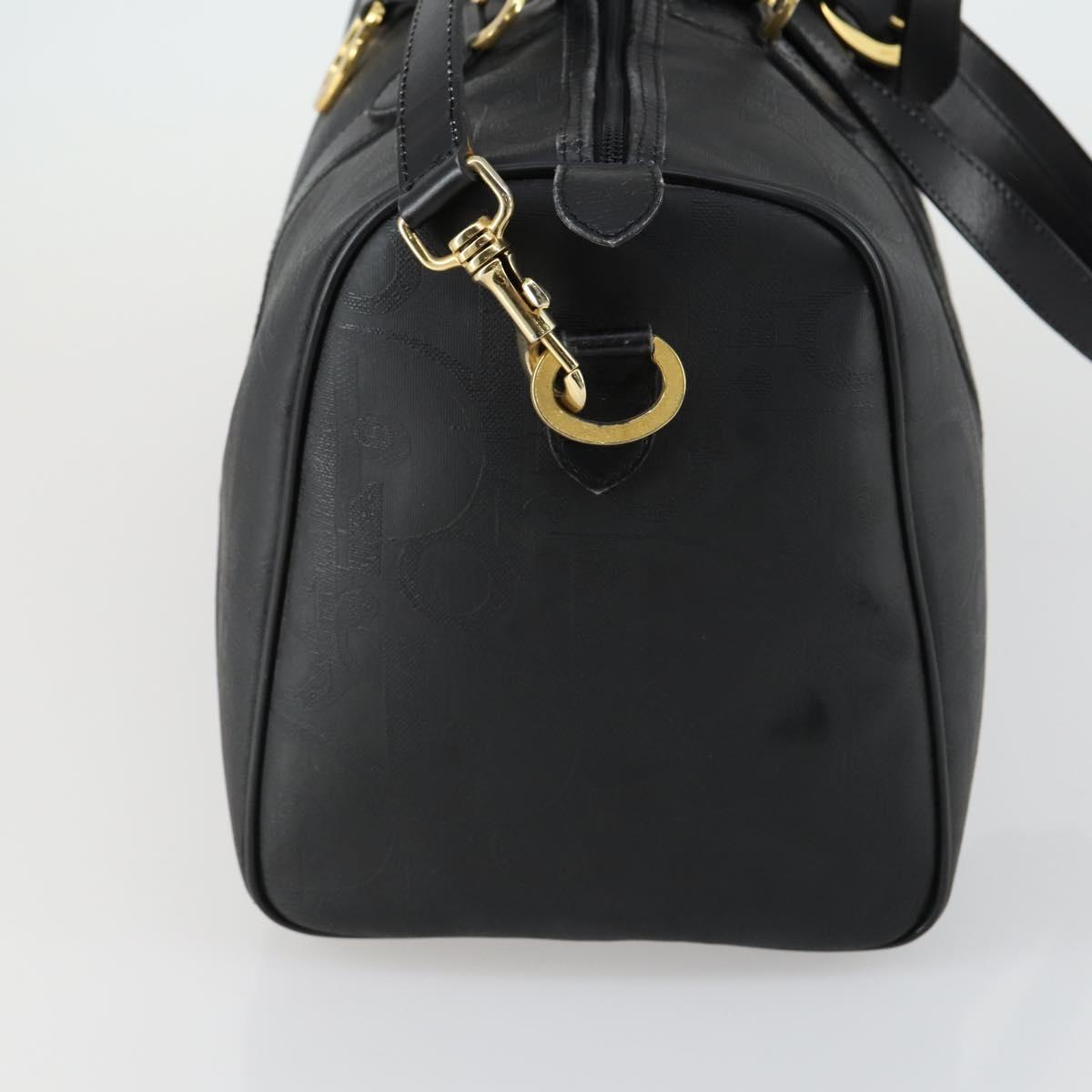 Christian Dior Trotter Canvas Boston Bag PVC 2way Black Gold Auth yk20032
