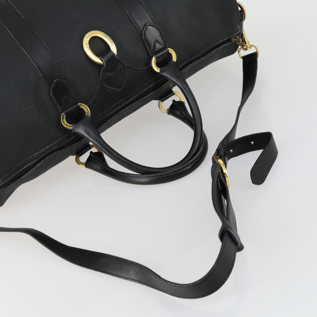 Christian Dior Trotter Canvas Boston Bag PVC 2way Black Gold Auth yk20032