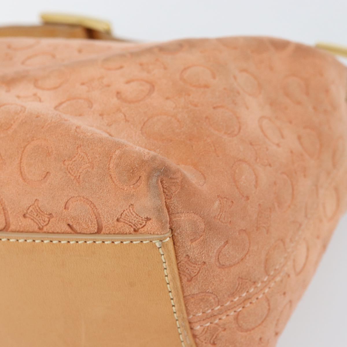 CELINE C Macadam Canvas Shoulder Bag Suede Orange Gold Auth yk20033