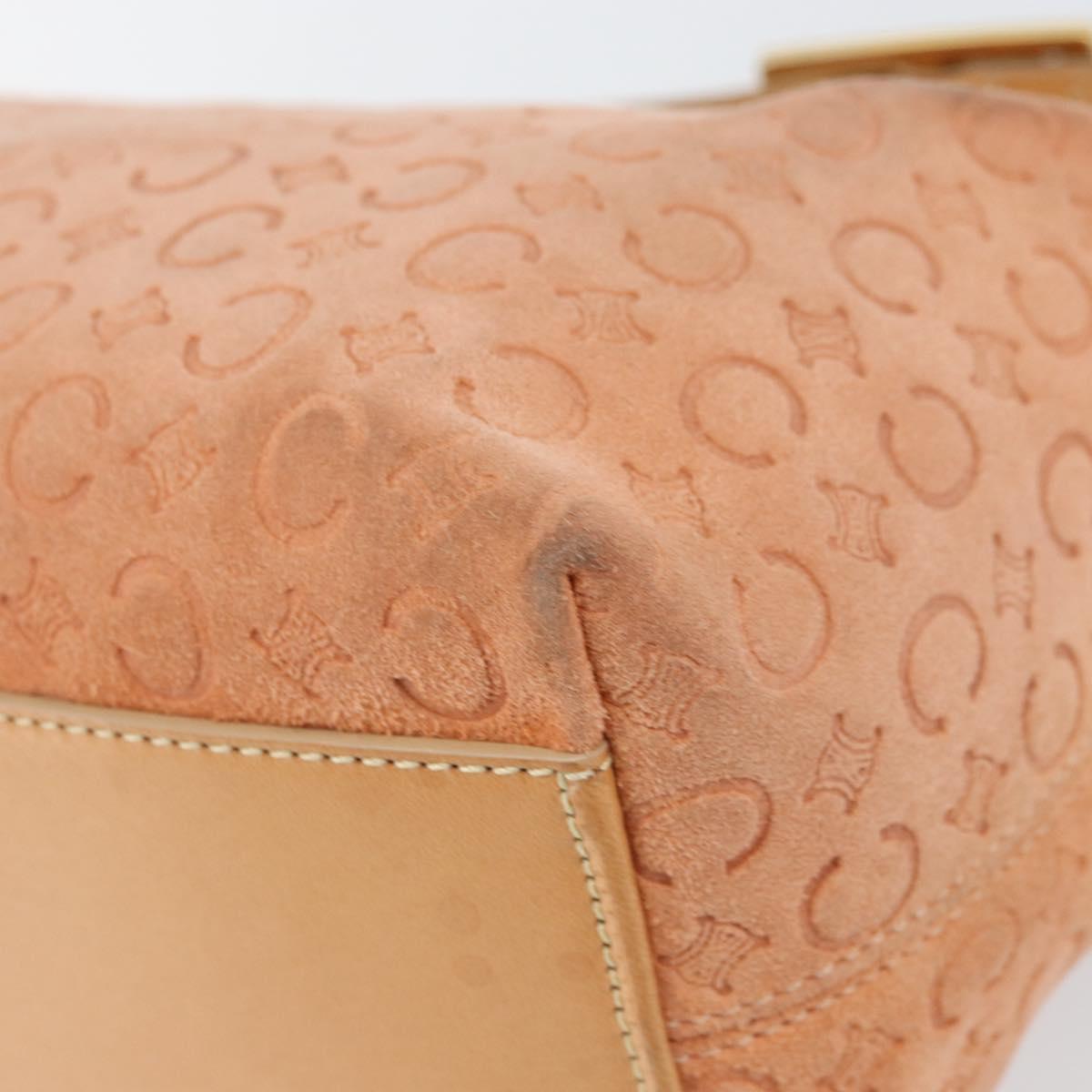 CELINE C Macadam Canvas Shoulder Bag Suede Orange Gold Auth yk20033